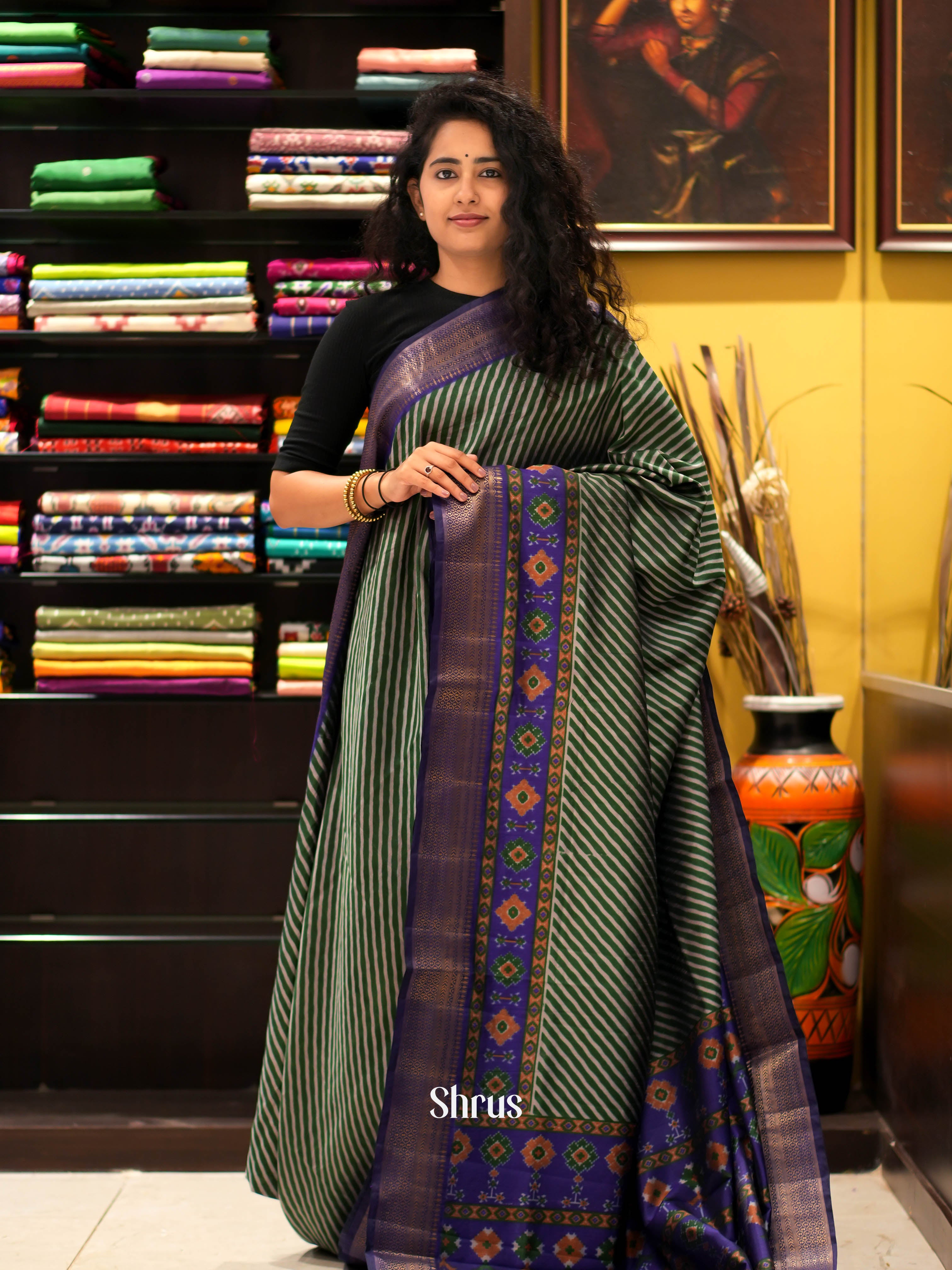 Green & Purple - Semi patola Saree - Shop on ShrusEternity.com
