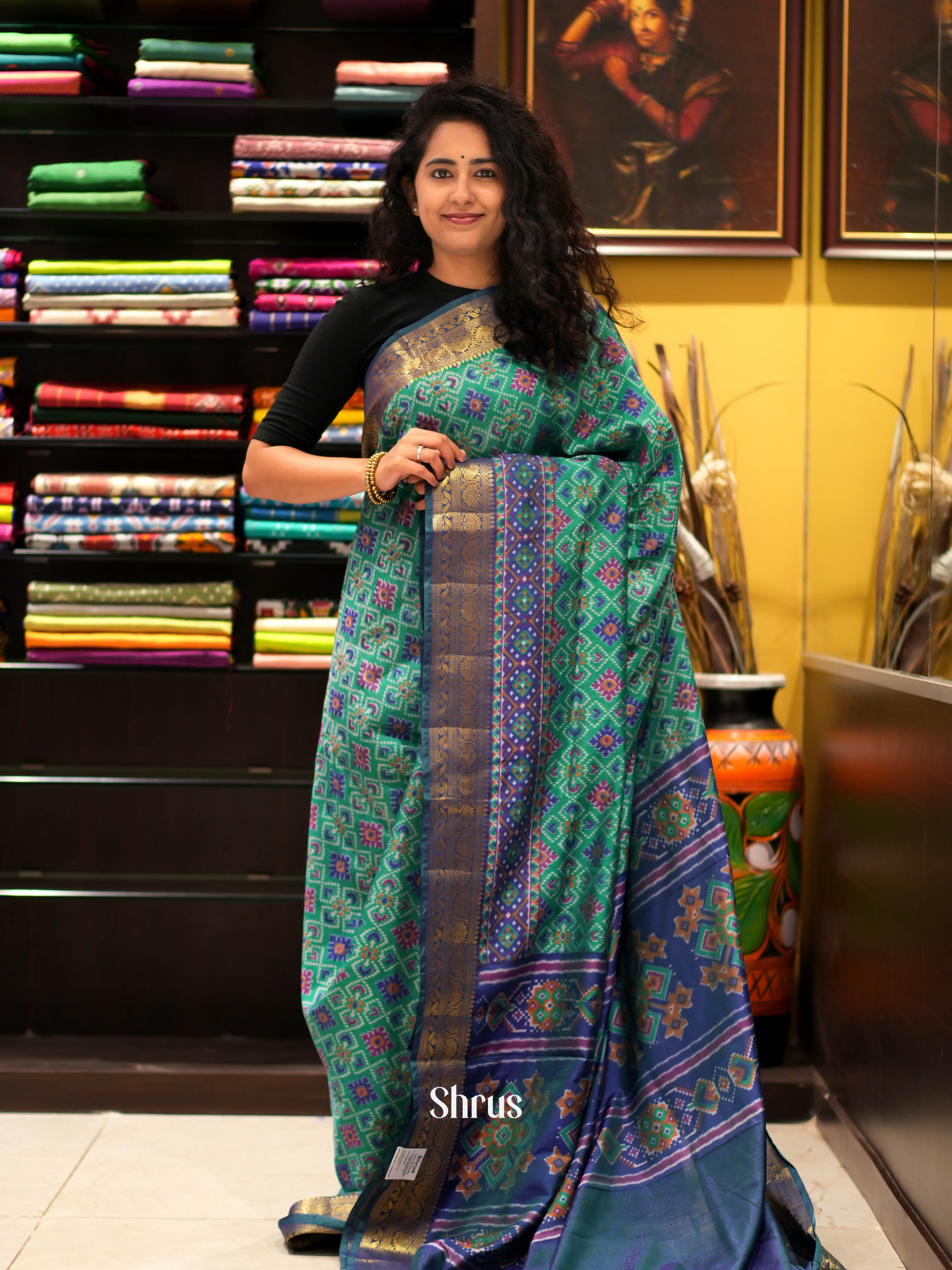 Green & Purple - Semi patola Saree - Shop on ShrusEternity.com