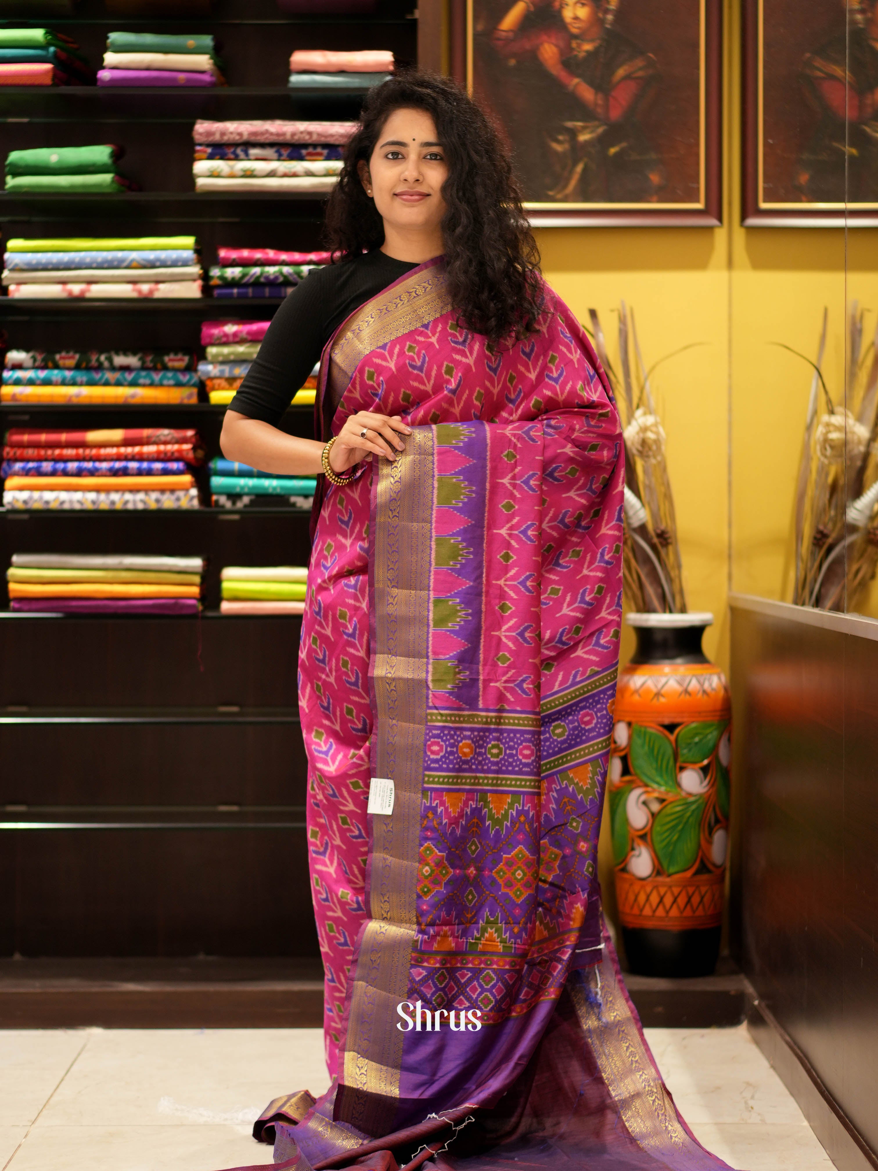 Pink & Purple - Semi patola Saree - Shop on ShrusEternity.com