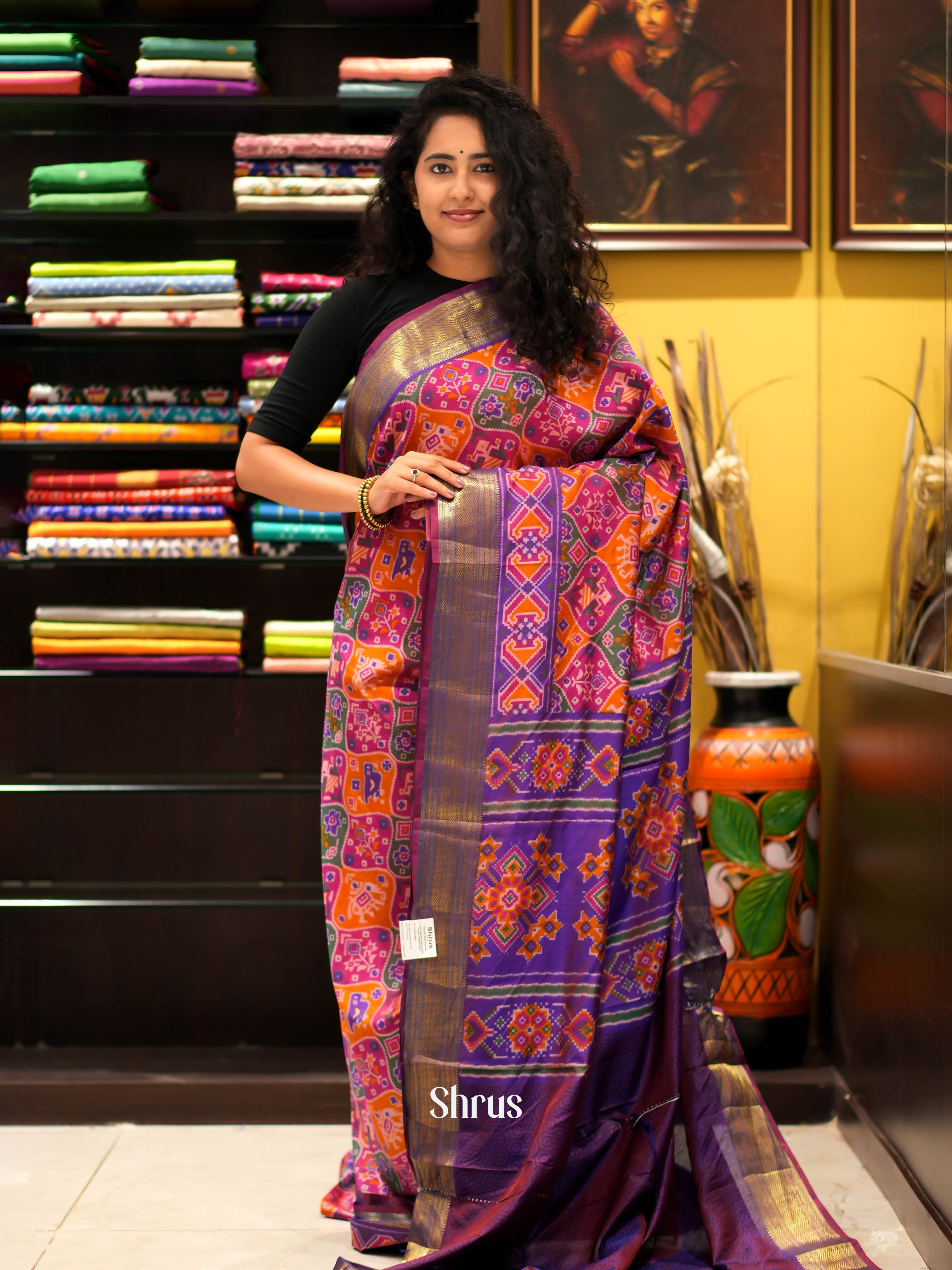 Pink & Purple - Semi patola Saree - Shop on ShrusEternity.com
