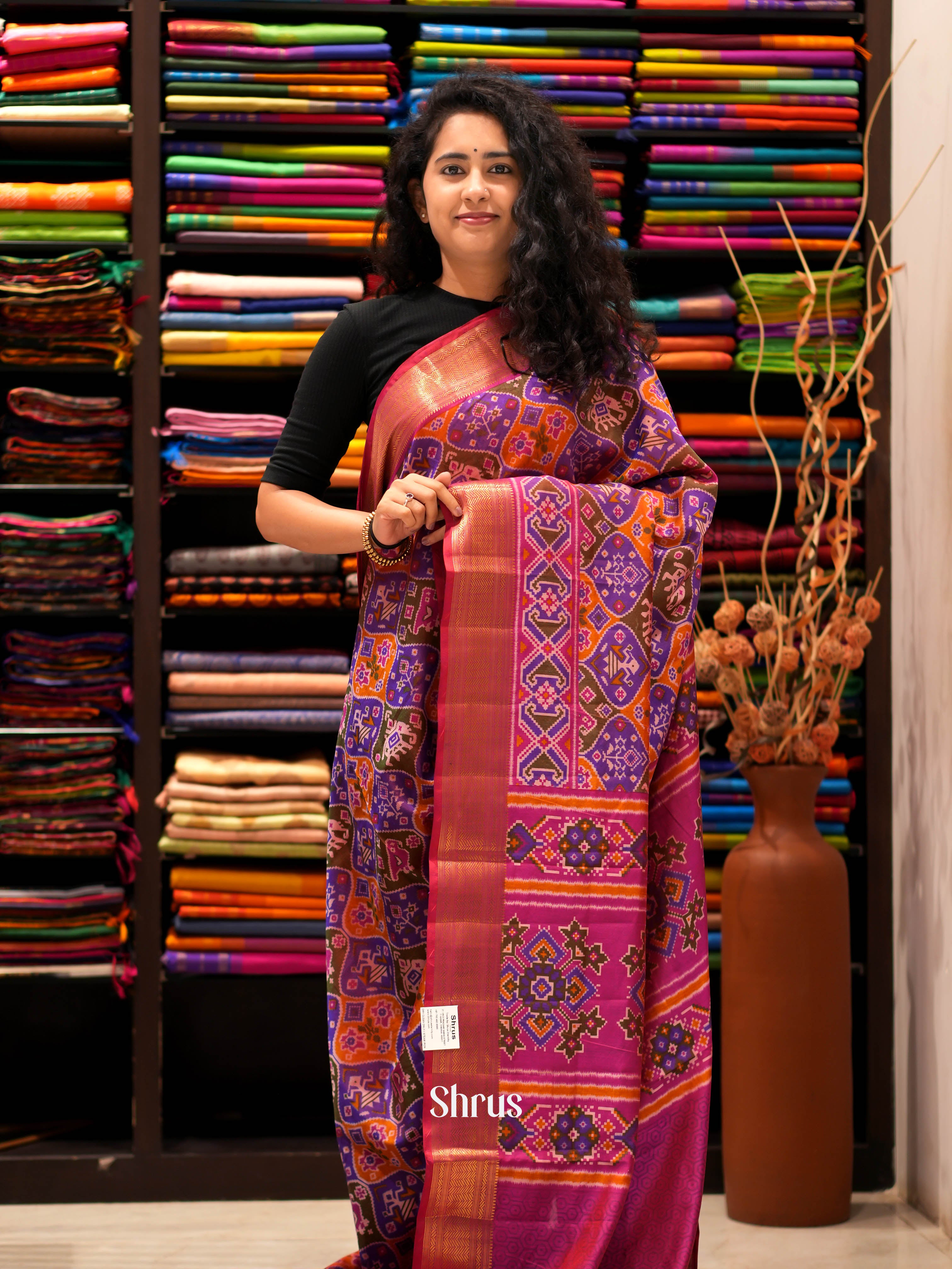 Purple & Pink - Semi patola Saree - Shop on ShrusEternity.com