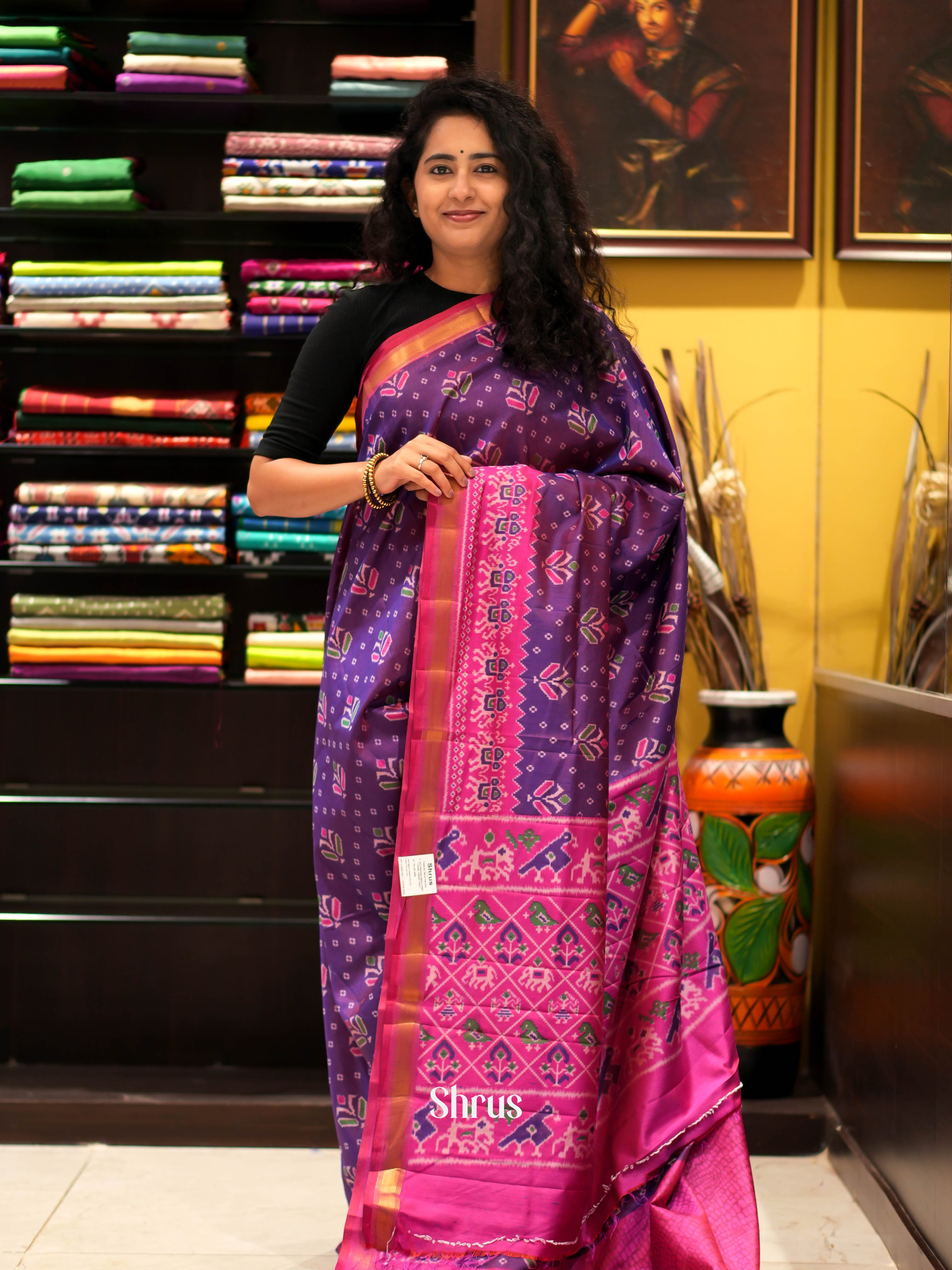 Purple & Pink - Semi patola Saree - Shop on ShrusEternity.com
