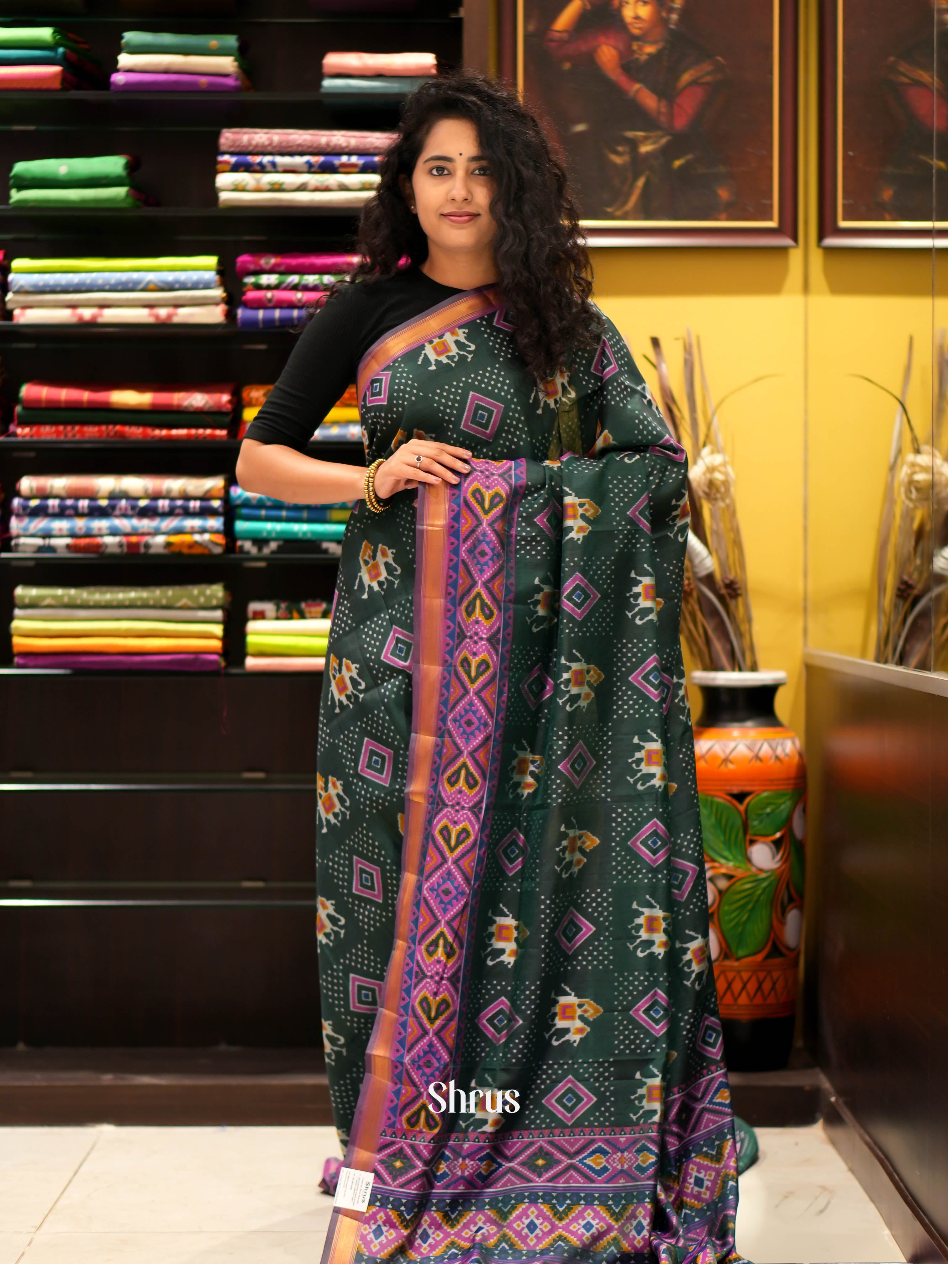 Green & Purple - Semi patola Saree - Shop on ShrusEternity.com