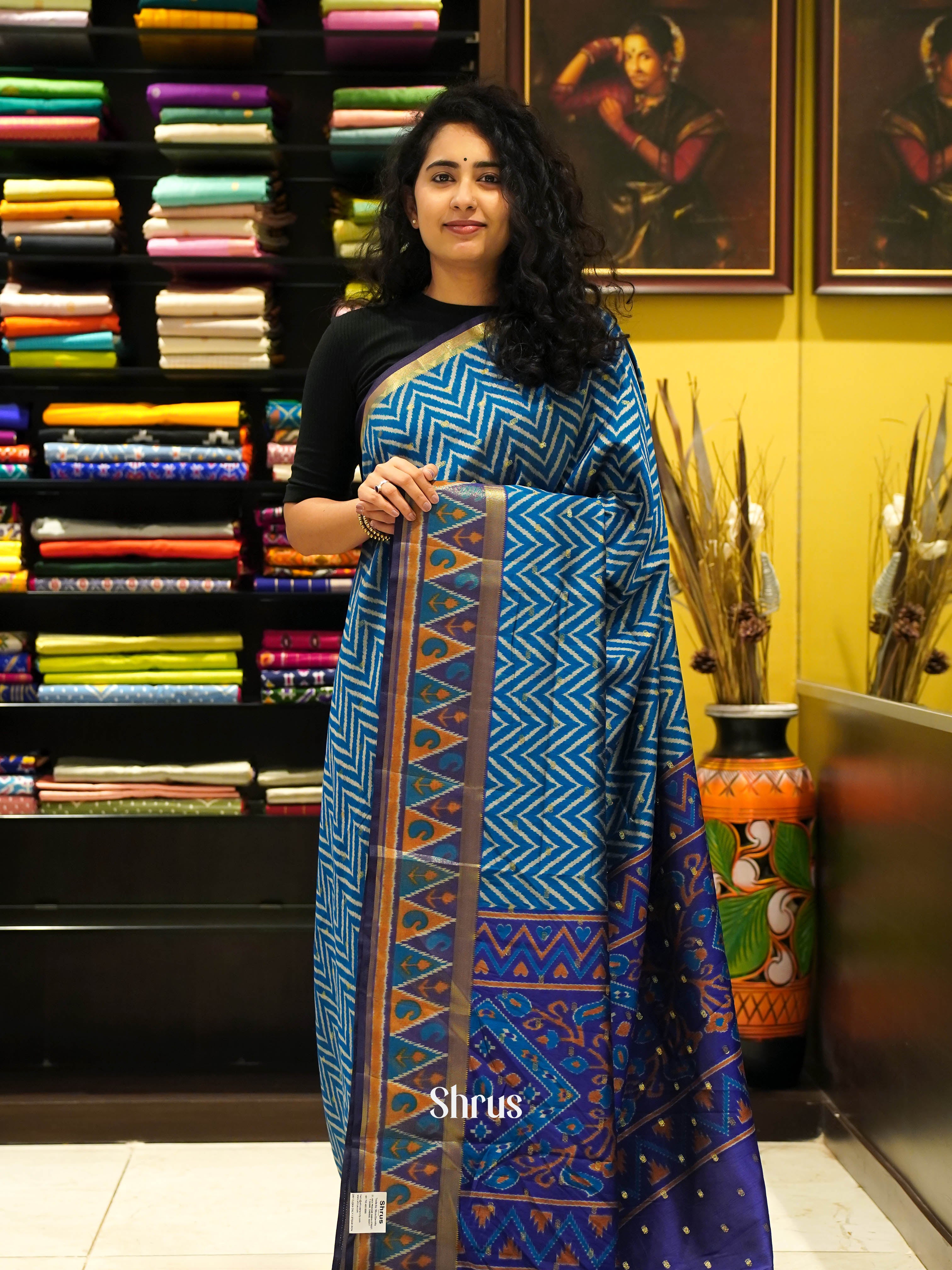 Teal & Purple - Semi Patola Saree - Shop on ShrusEternity.com