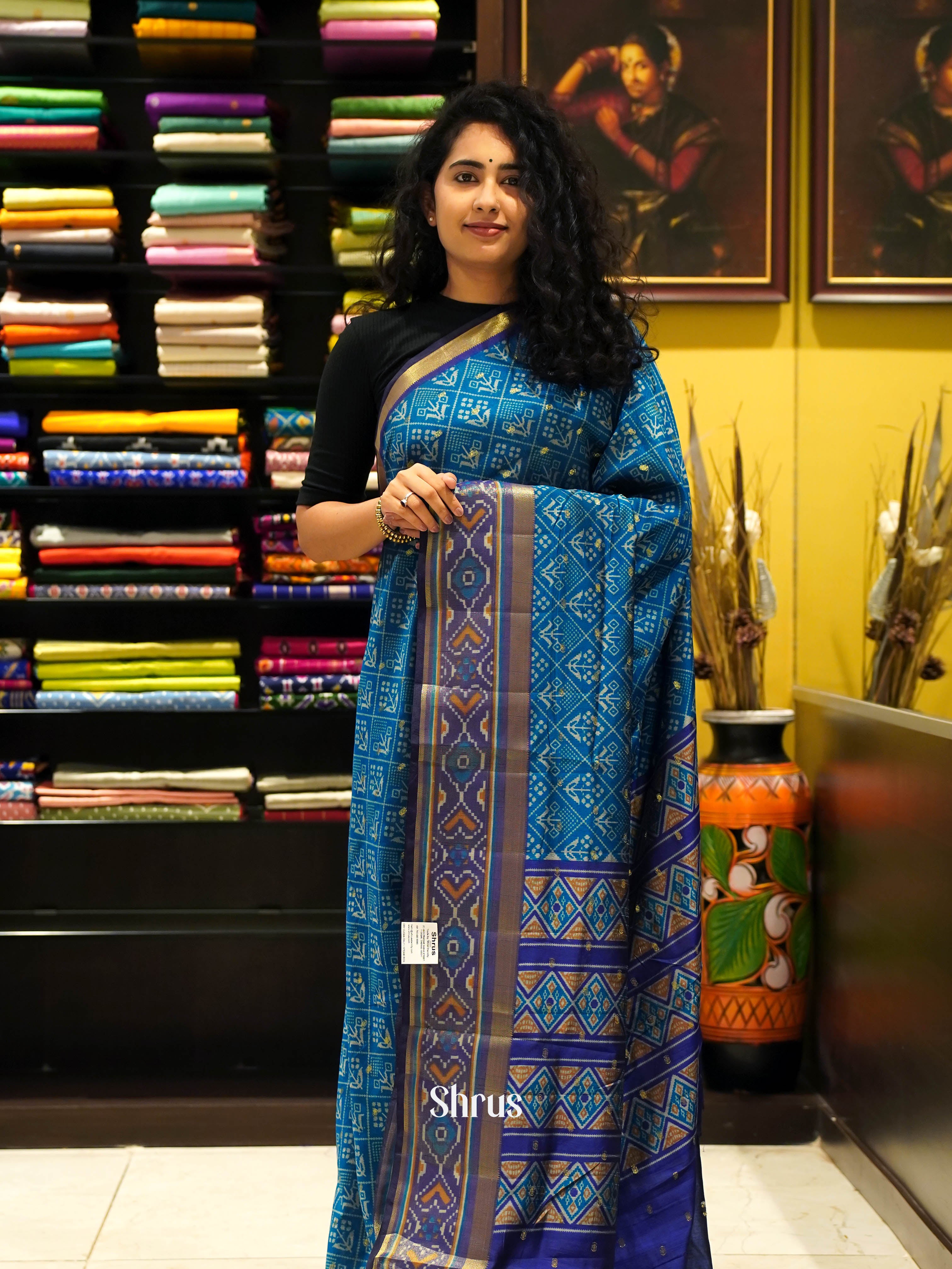 Blue & Purple - Semi Patola Saree - Shop on ShrusEternity.com