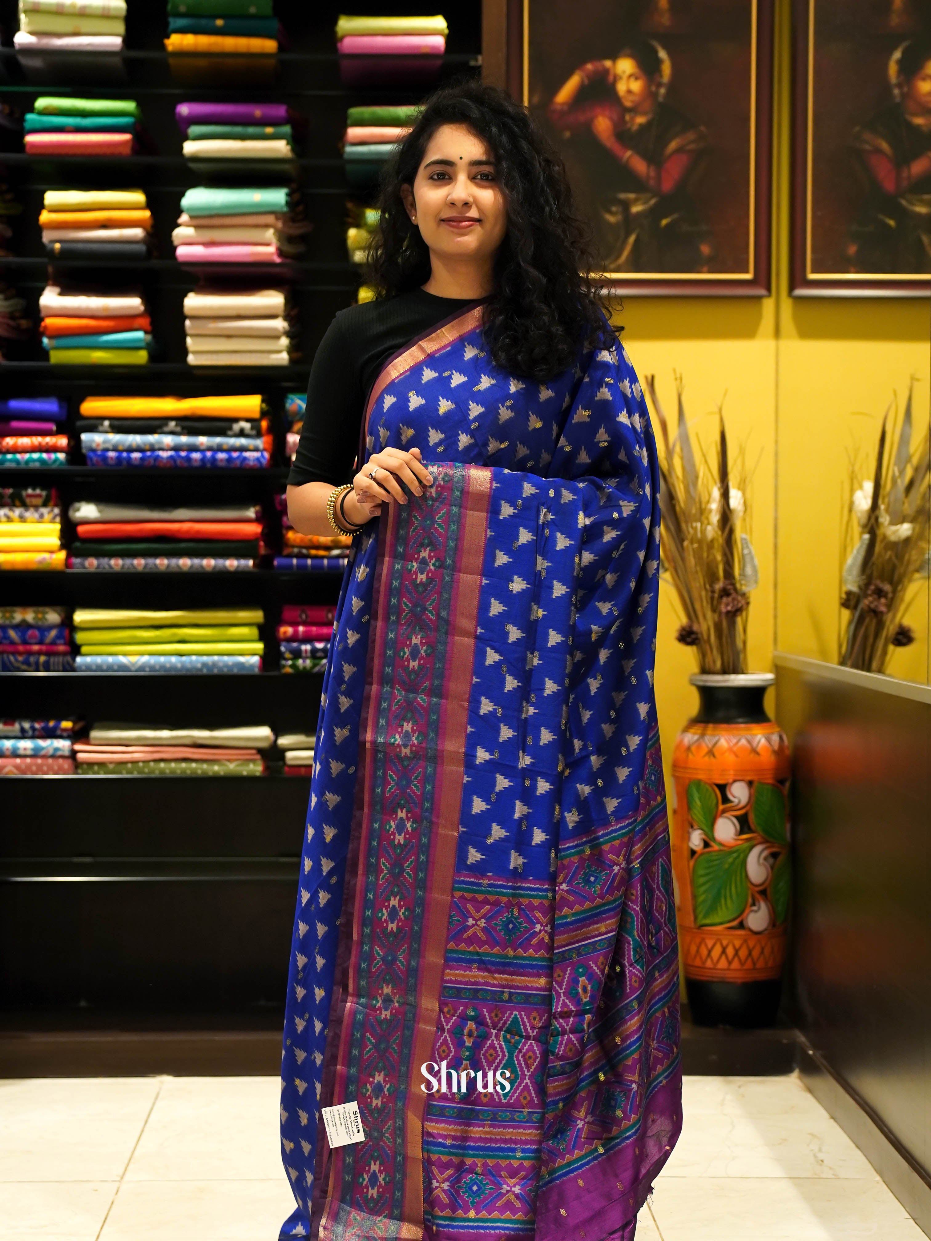 Blue & Purple - Semi Patola Saree - Shop on ShrusEternity.com