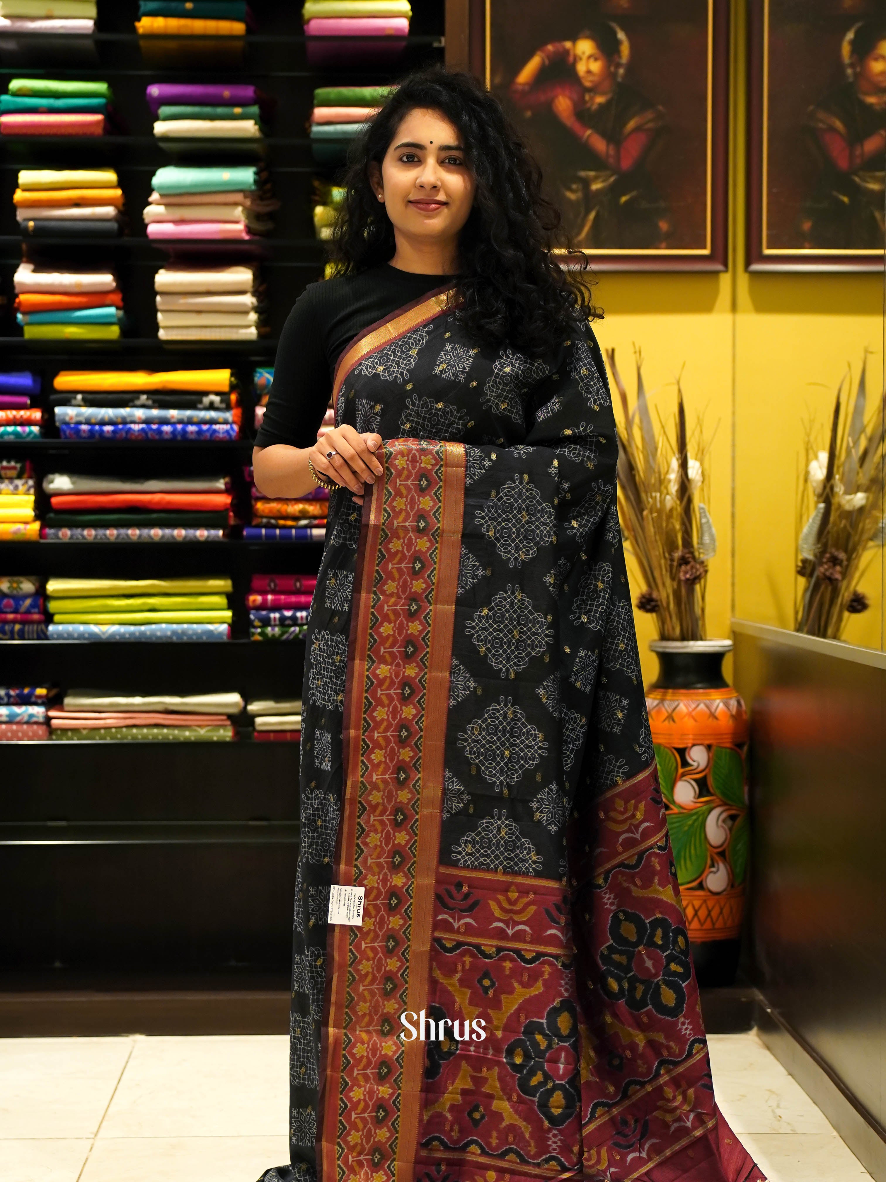 Black & Brown - Semi Patola Saree - Shop on ShrusEternity.com