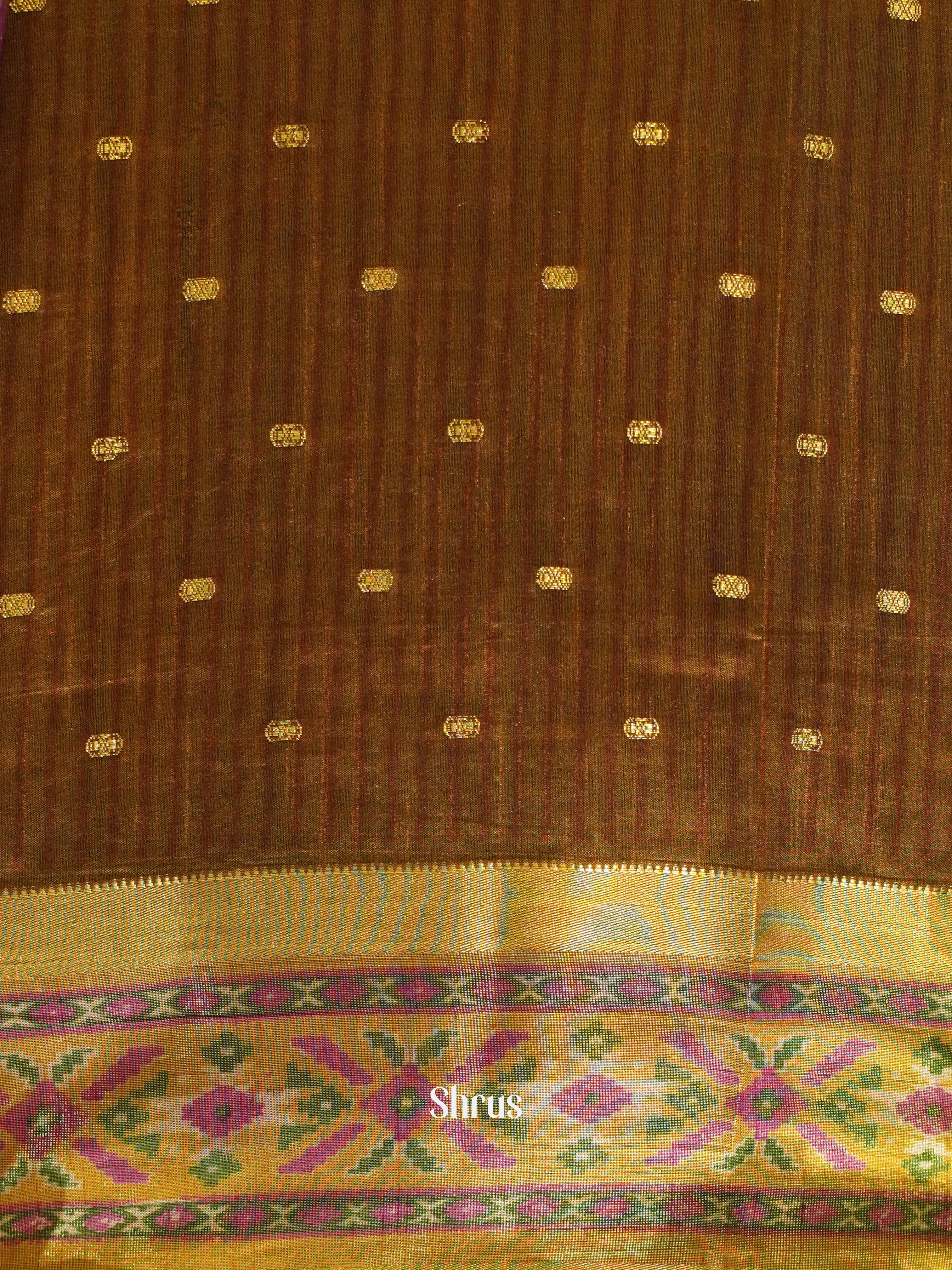 Purple & Brown - Semi Patola Saree - Shop on ShrusEternity.com