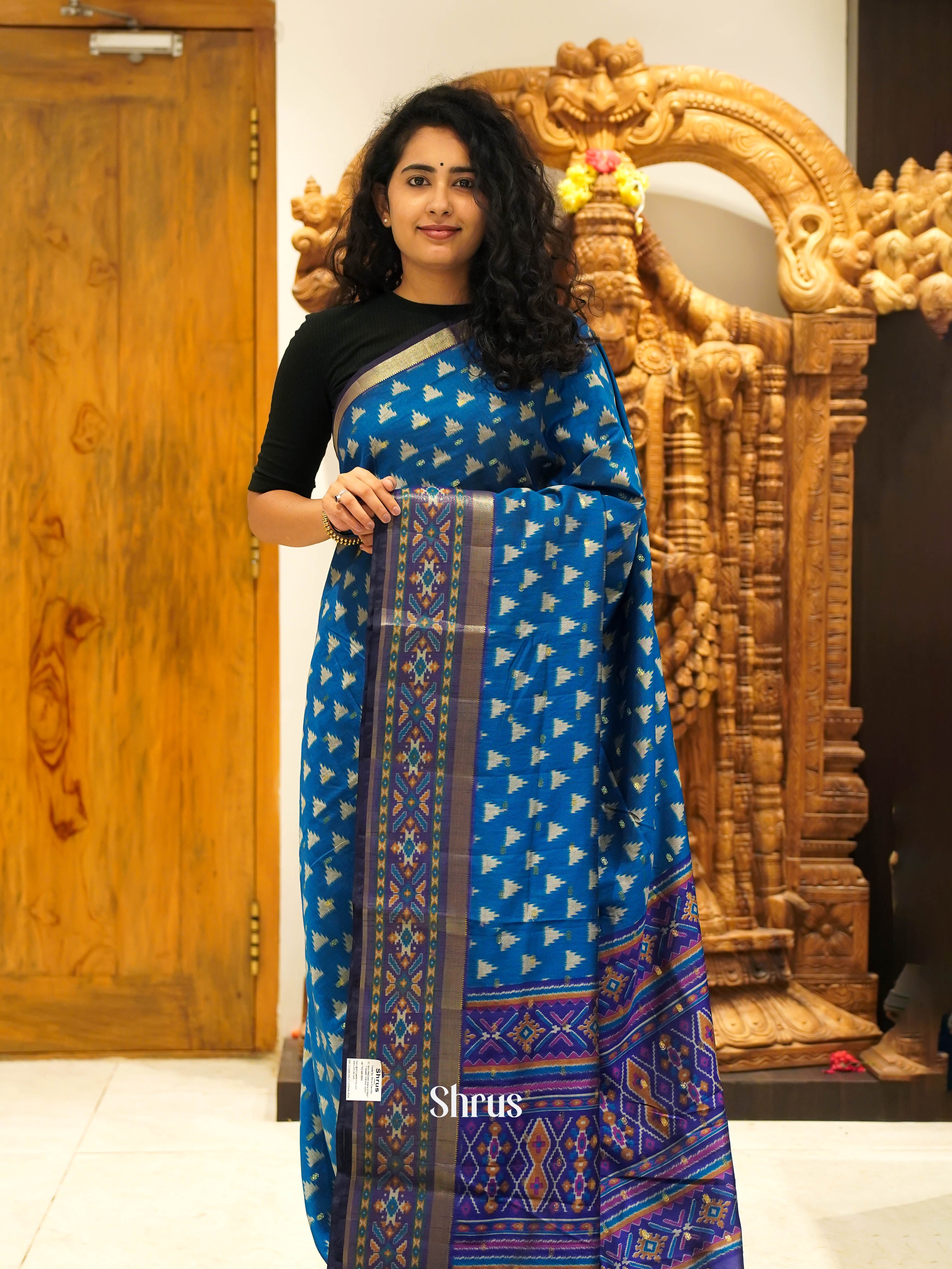 Blue & Purple - Semi Patola Saree - Shop on ShrusEternity.com