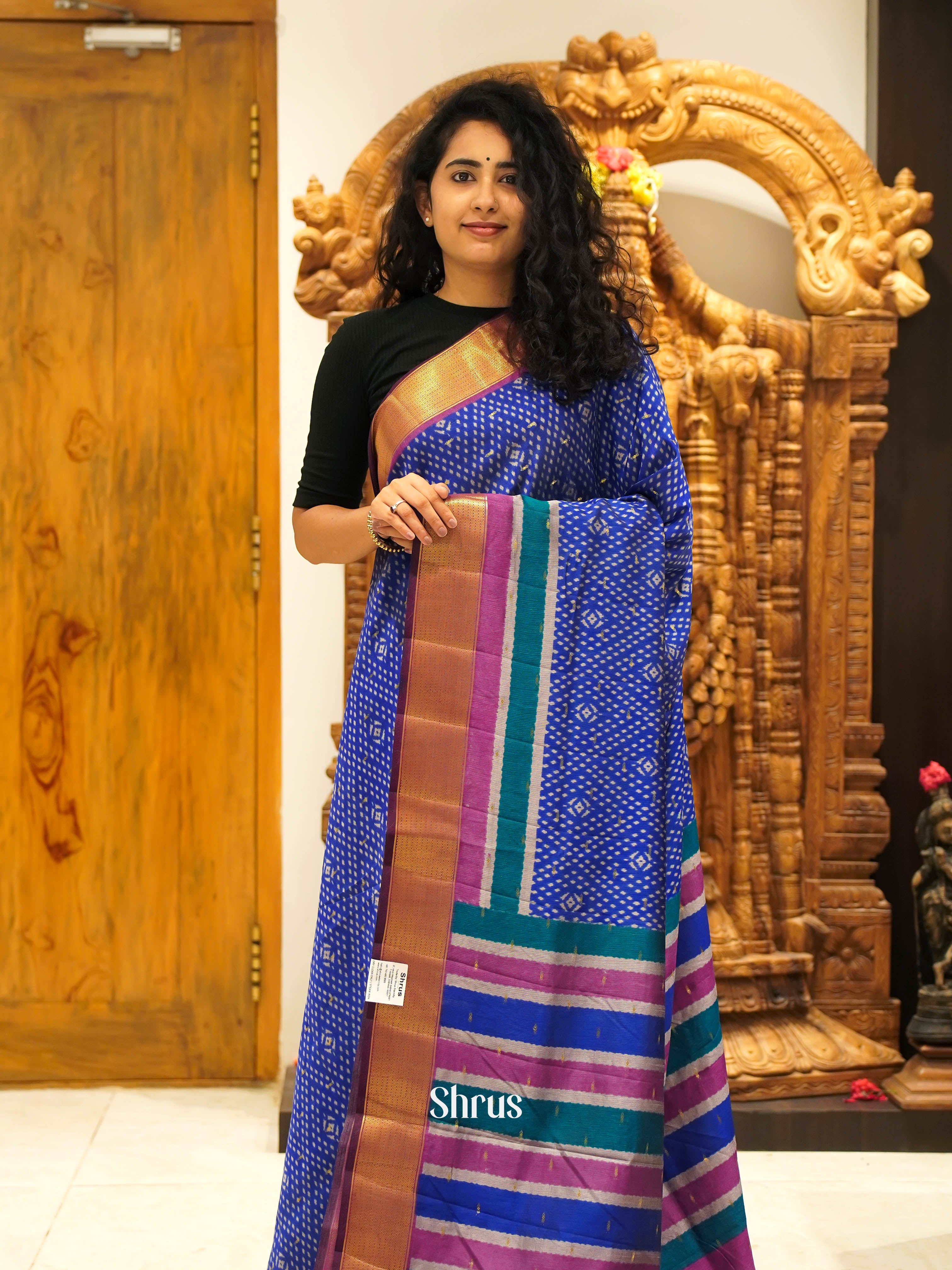 Blue & Purple - Semi Patola Saree - Shop on ShrusEternity.com