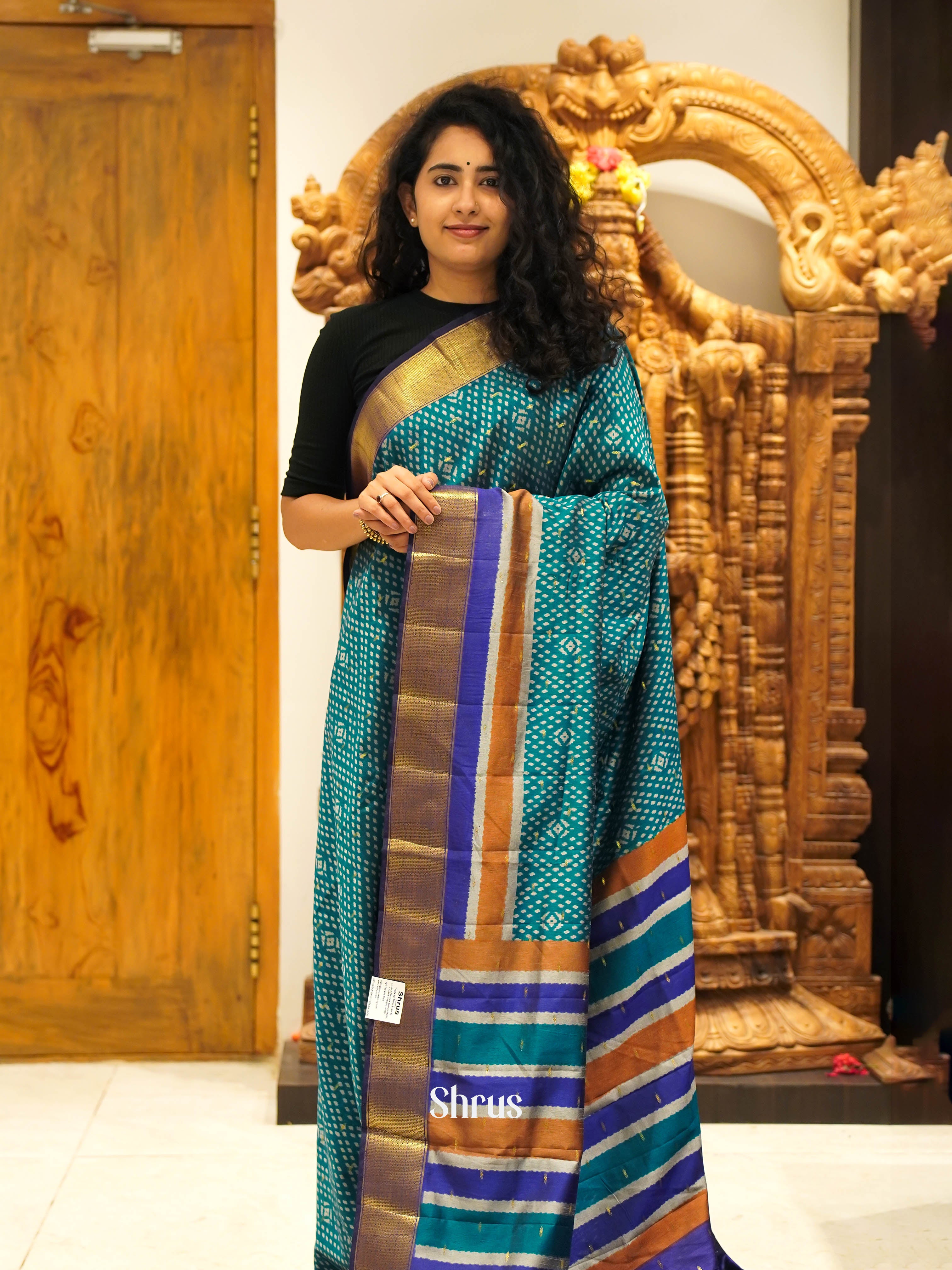 Blue & Purple - Semi Patola Saree - Shop on ShrusEternity.com