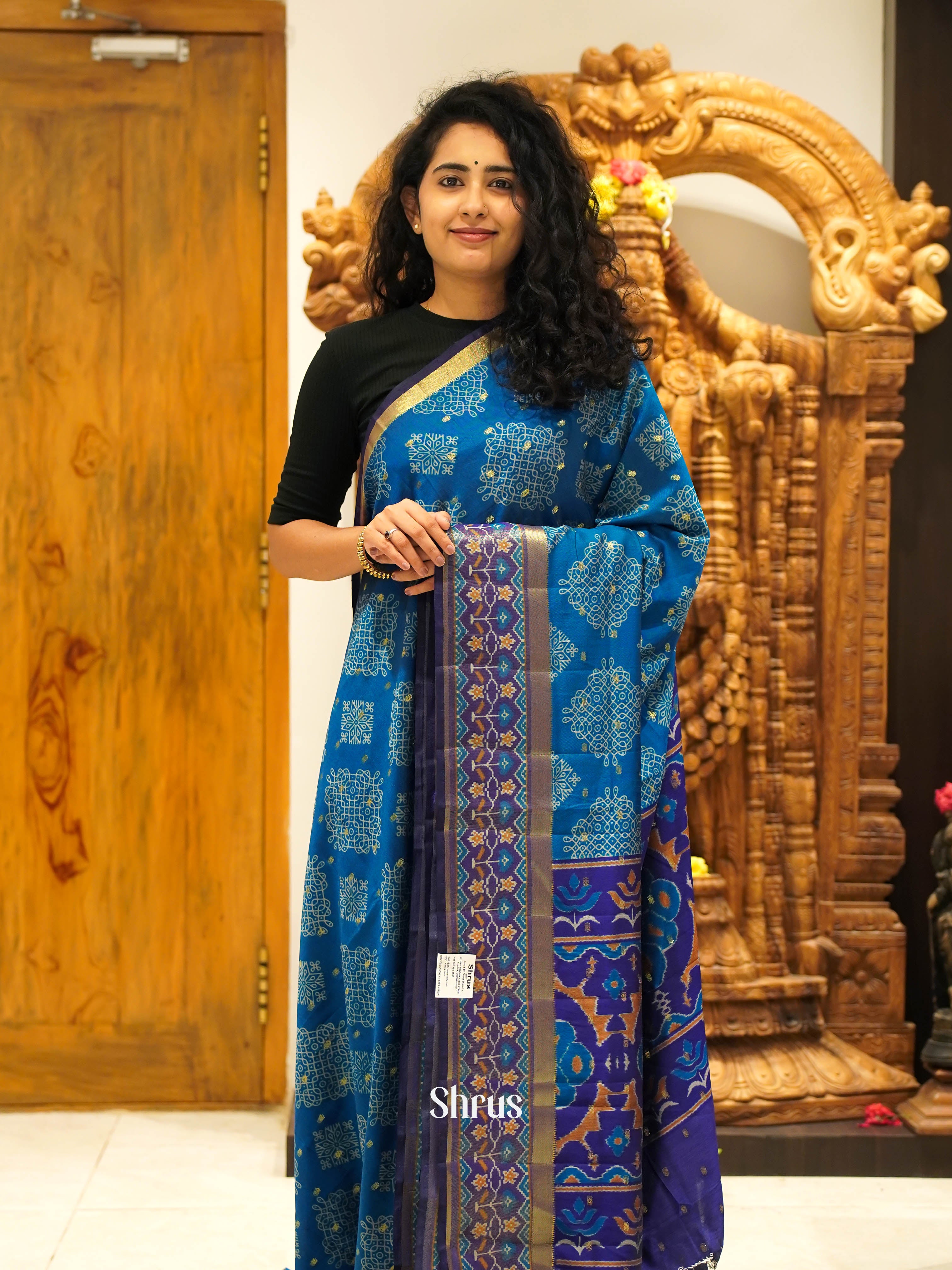 Blue & Purple - Semi Patola Saree - Shop on ShrusEternity.com