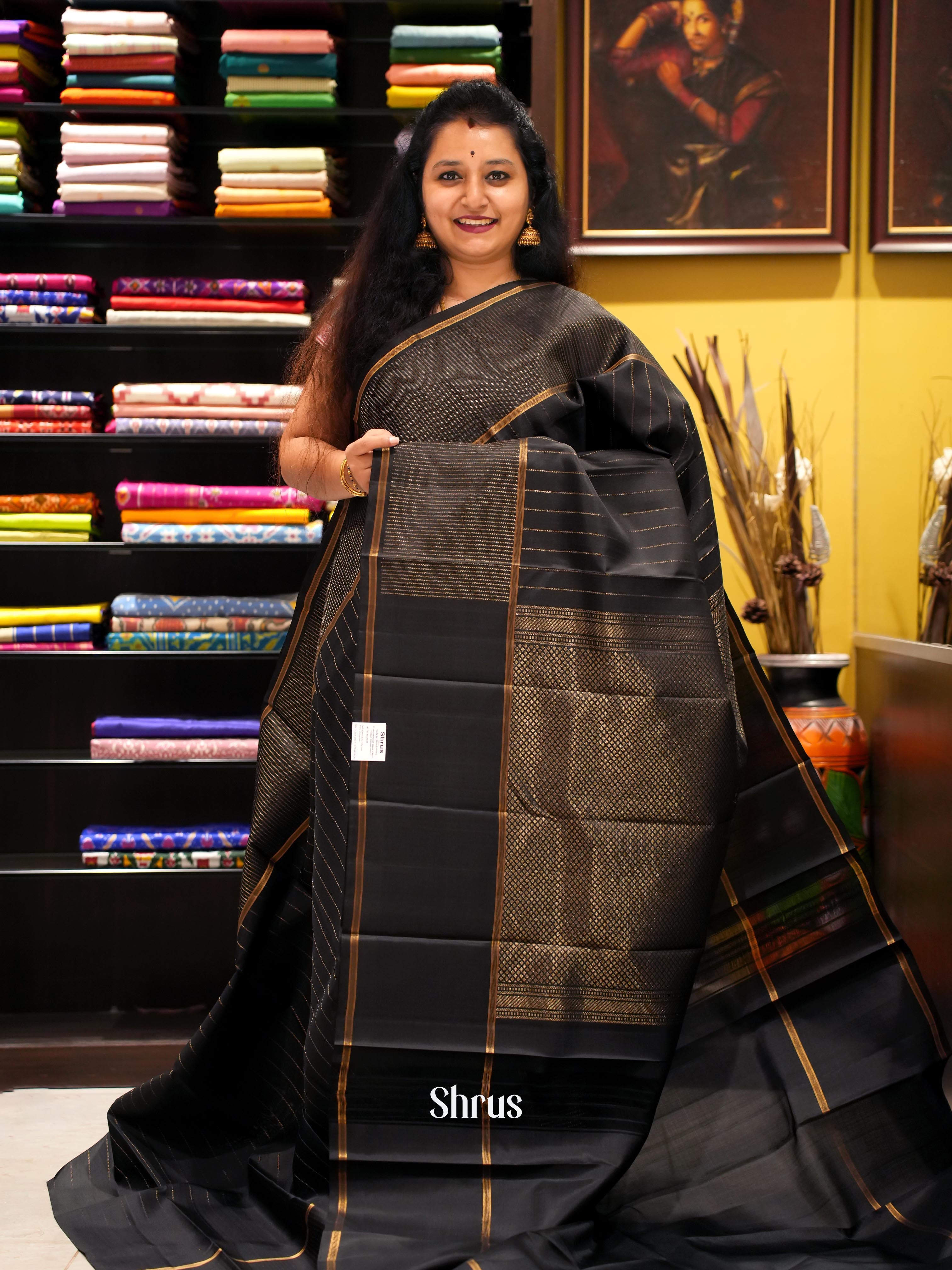 Black(Single Tone) - Soft Silk Saree - Shop on ShrusEternity.com