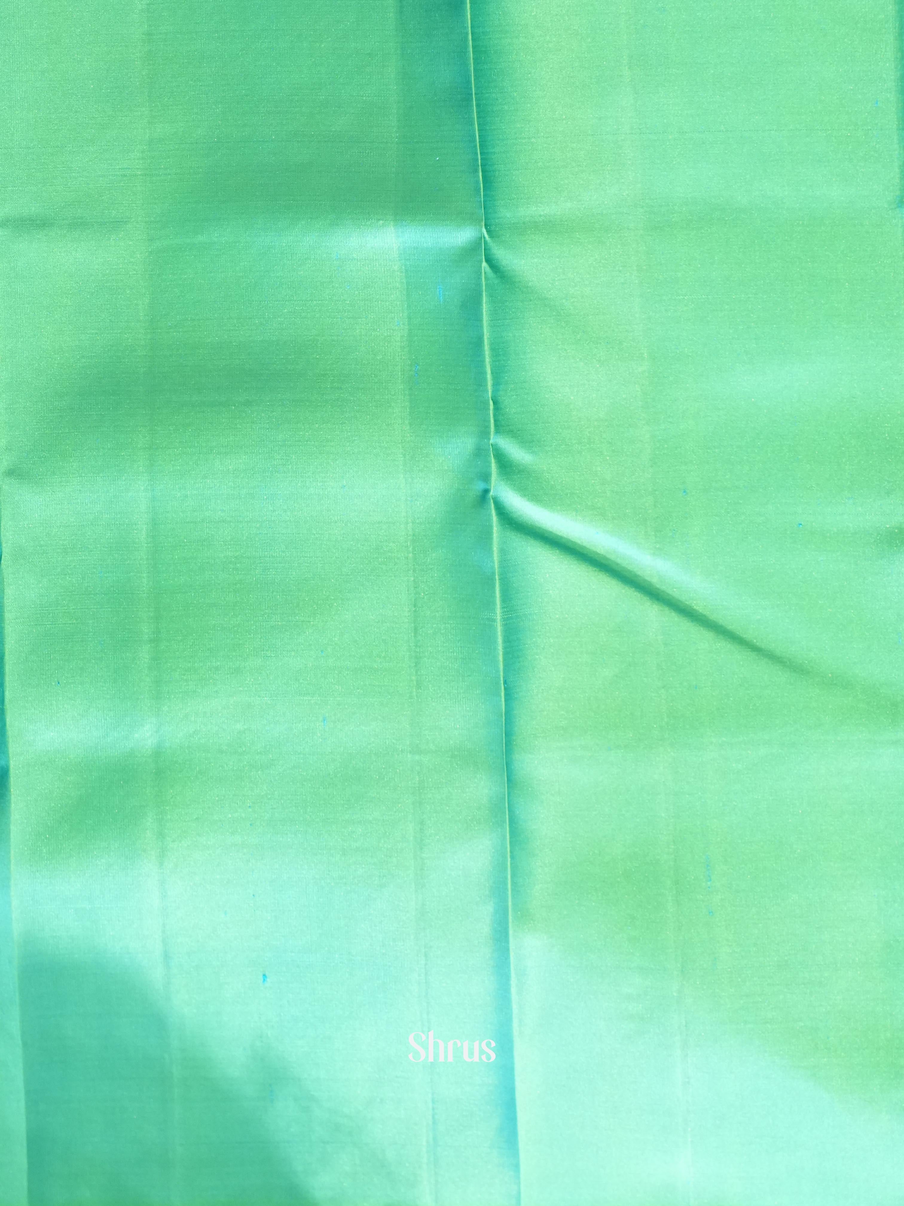 Brown & Teal Green - Soft Silk Saree-2