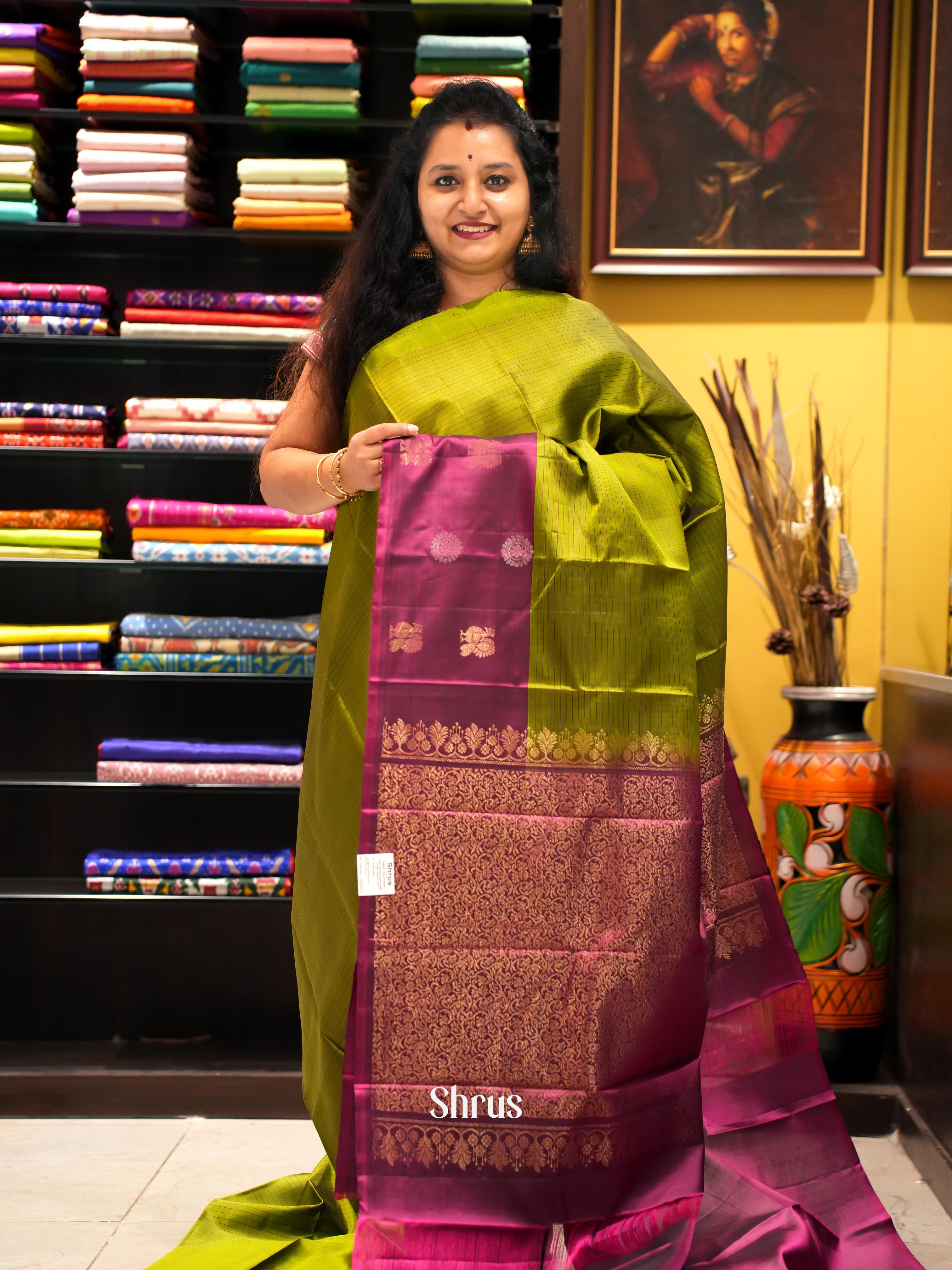 Green & Purple- Soft Silk Saree-1