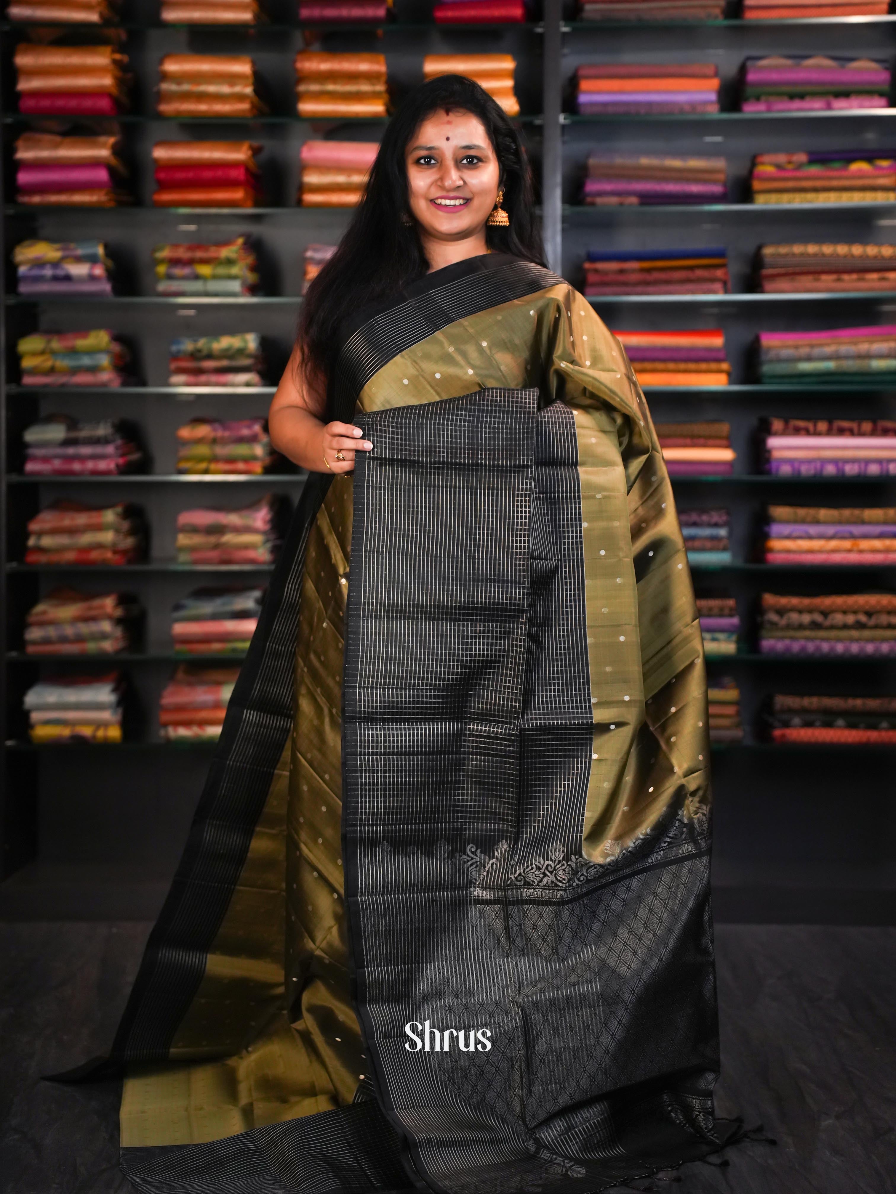 Black & Oregano Benjamin Moore - Soft Silk Saree - Shop on ShrusEternity.com