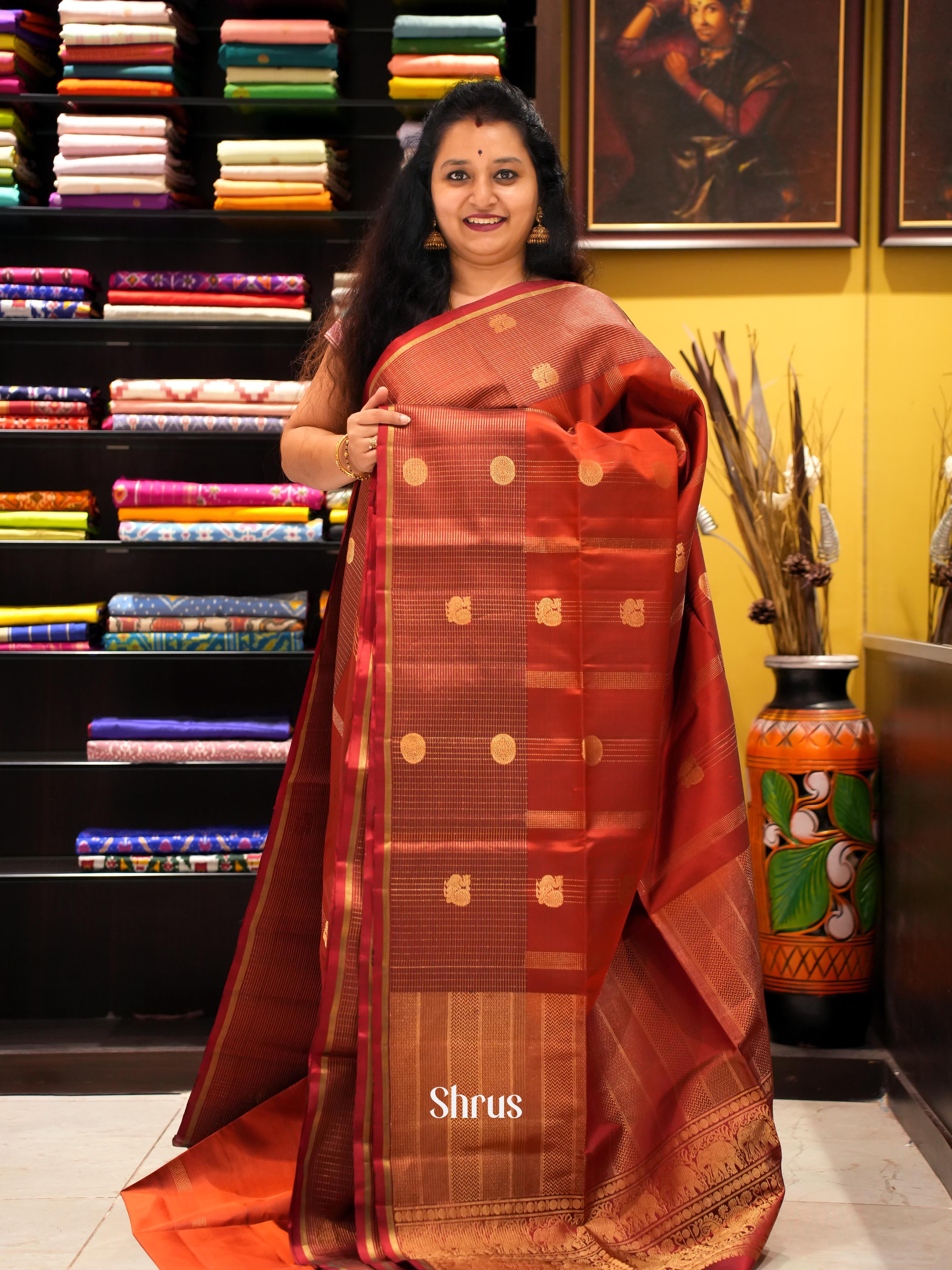 Brown(Single Tone) - Soft Silk Saree - Shop on ShrusEternity.com
