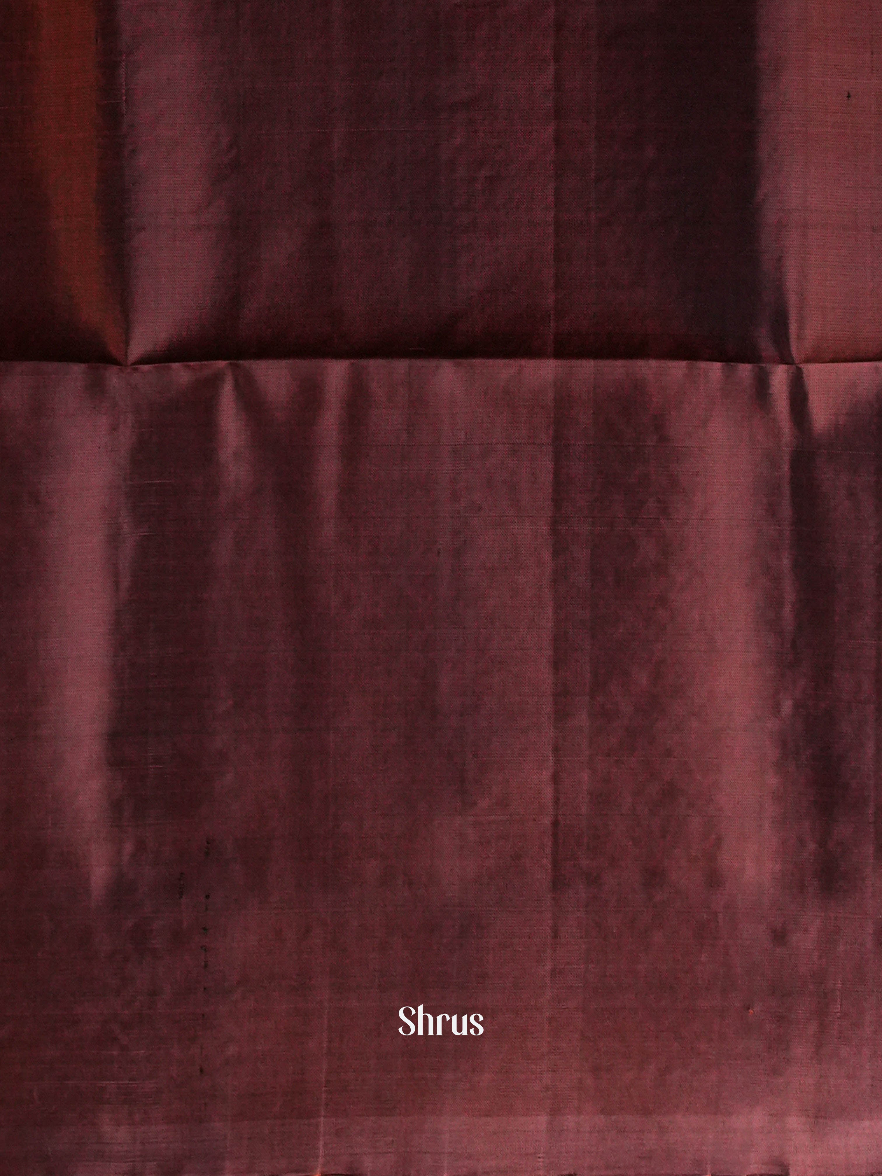 Peachy Brown & Navy Blue - Soft Silk Saree-2