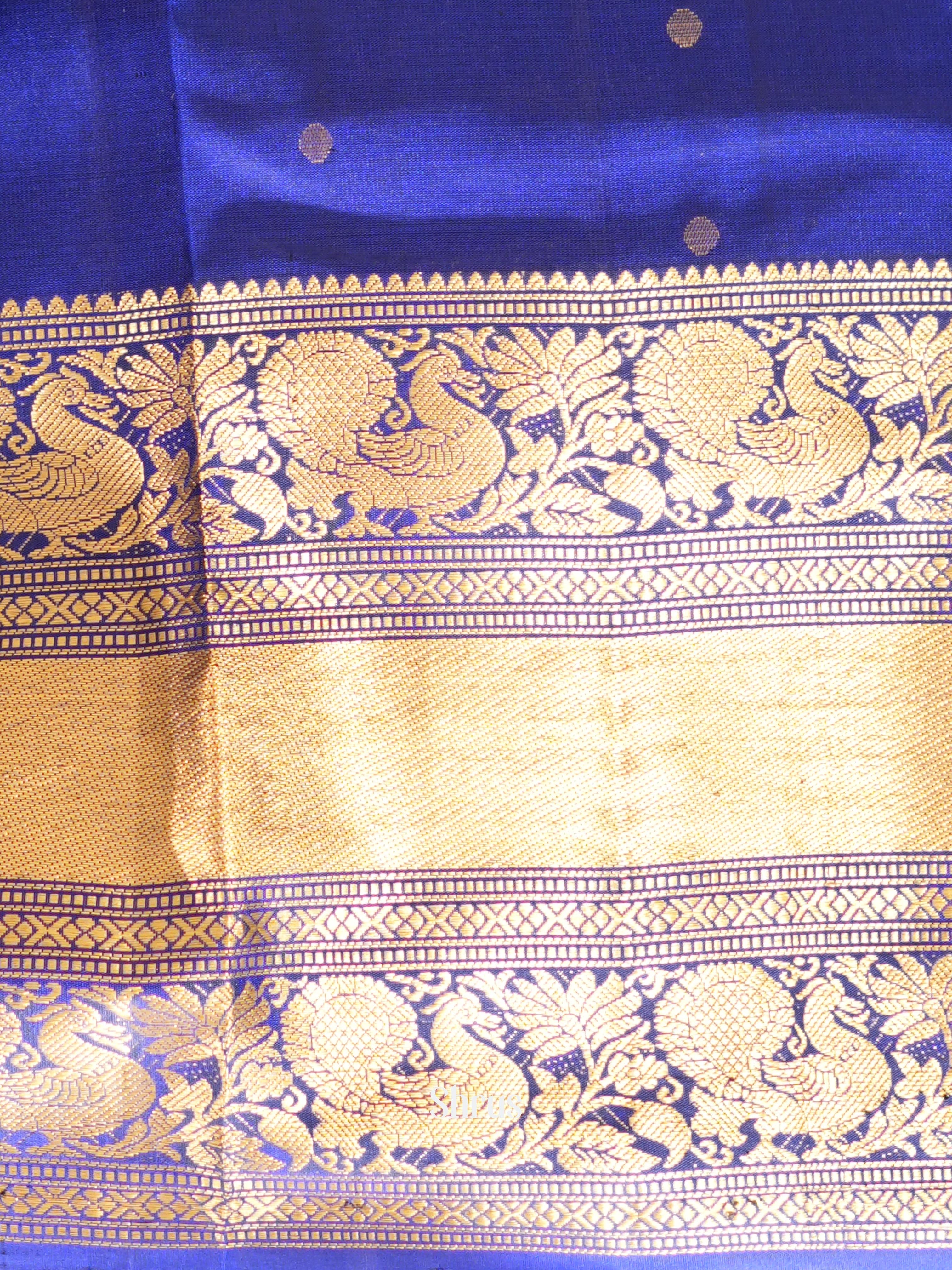 Blue(Single Tone) - Kanchi Border Soft Silk Saree - Shop on ShrusEternity.com