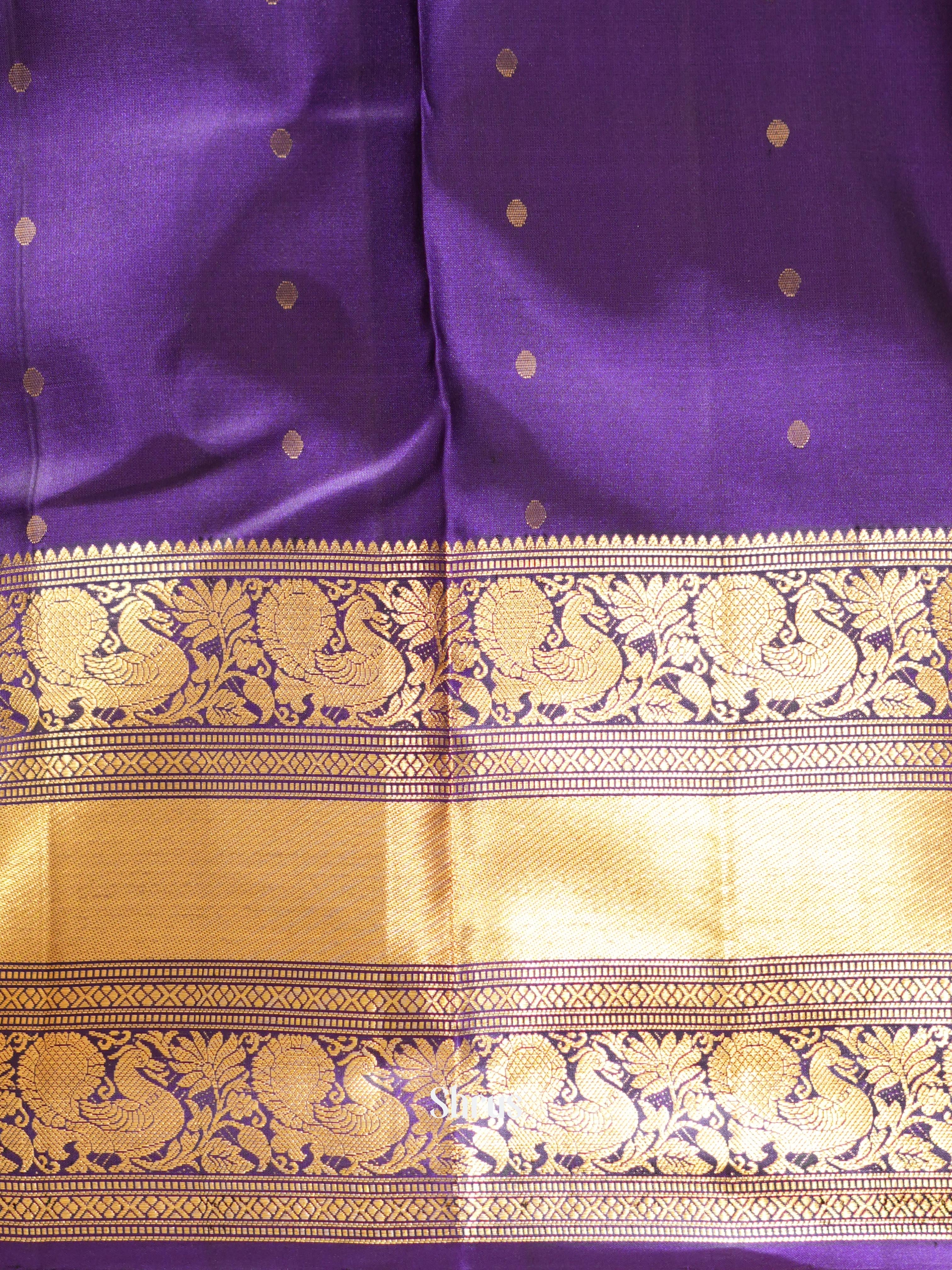 Violet(Single Tone) - Kanchi Border Soft Silk Saree - Shop on ShrusEternity.com