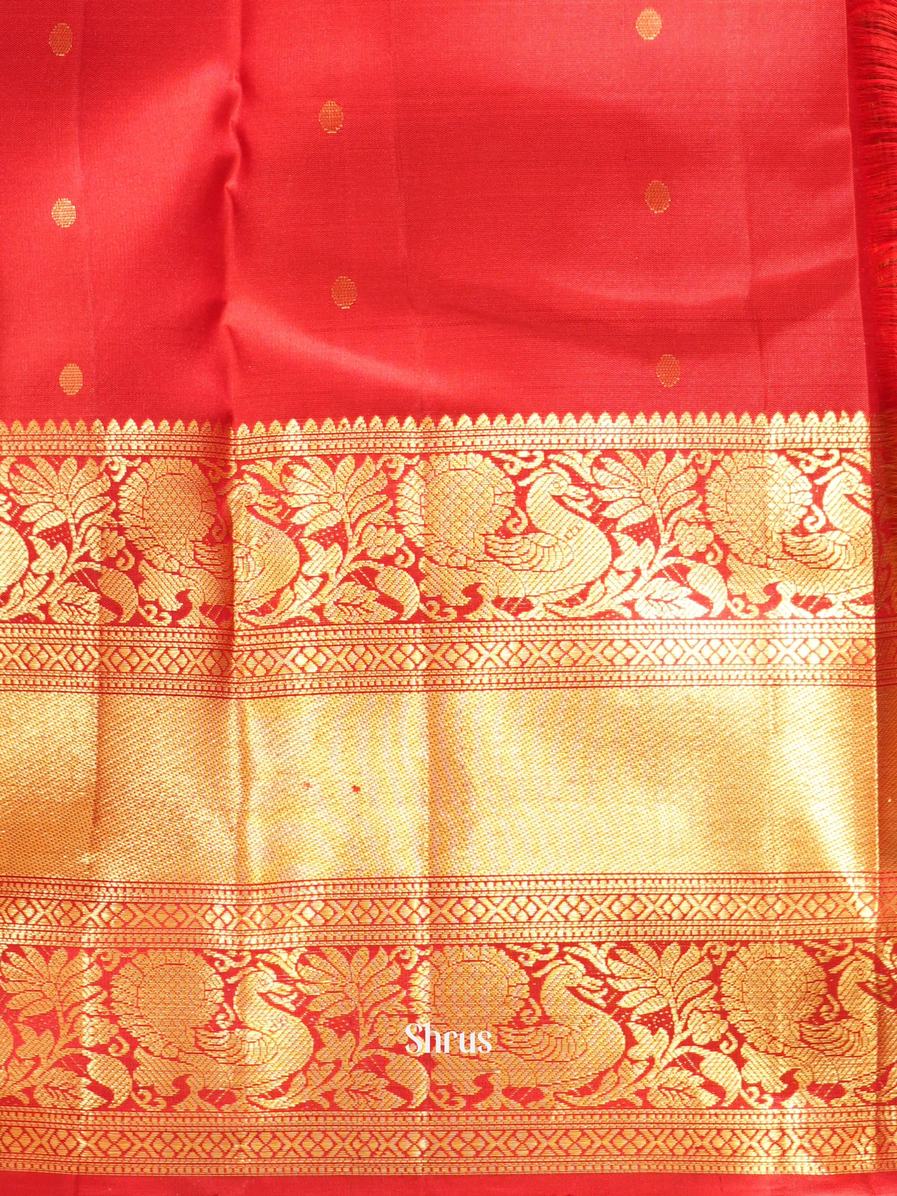Red(Single Tone) - Kanchi Border Soft Silk Saree - Shop on ShrusEternity.com