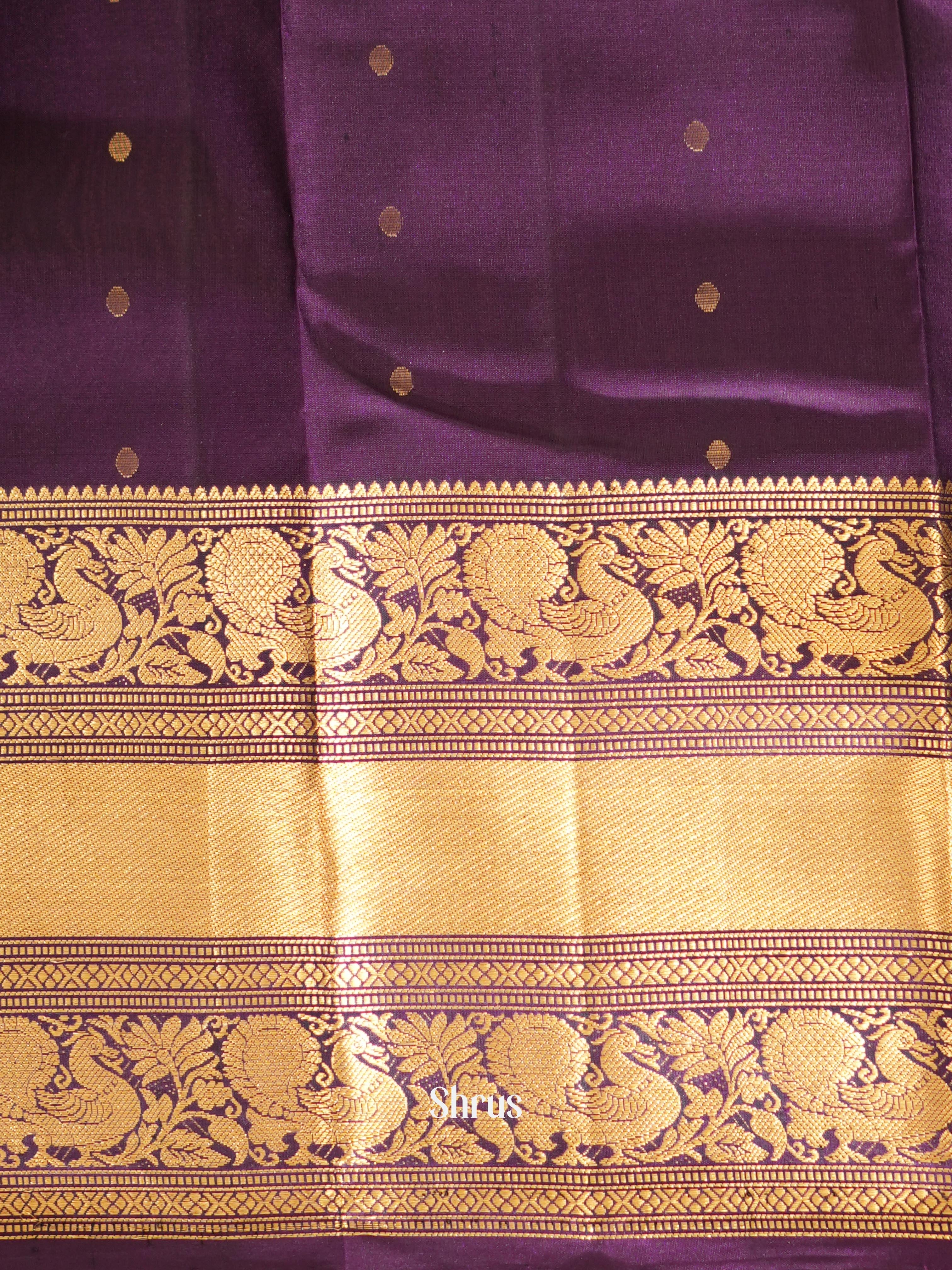 Violet(Single Tone) - Kanchi Border Soft Silk Saree - Shop on ShrusEternity.com