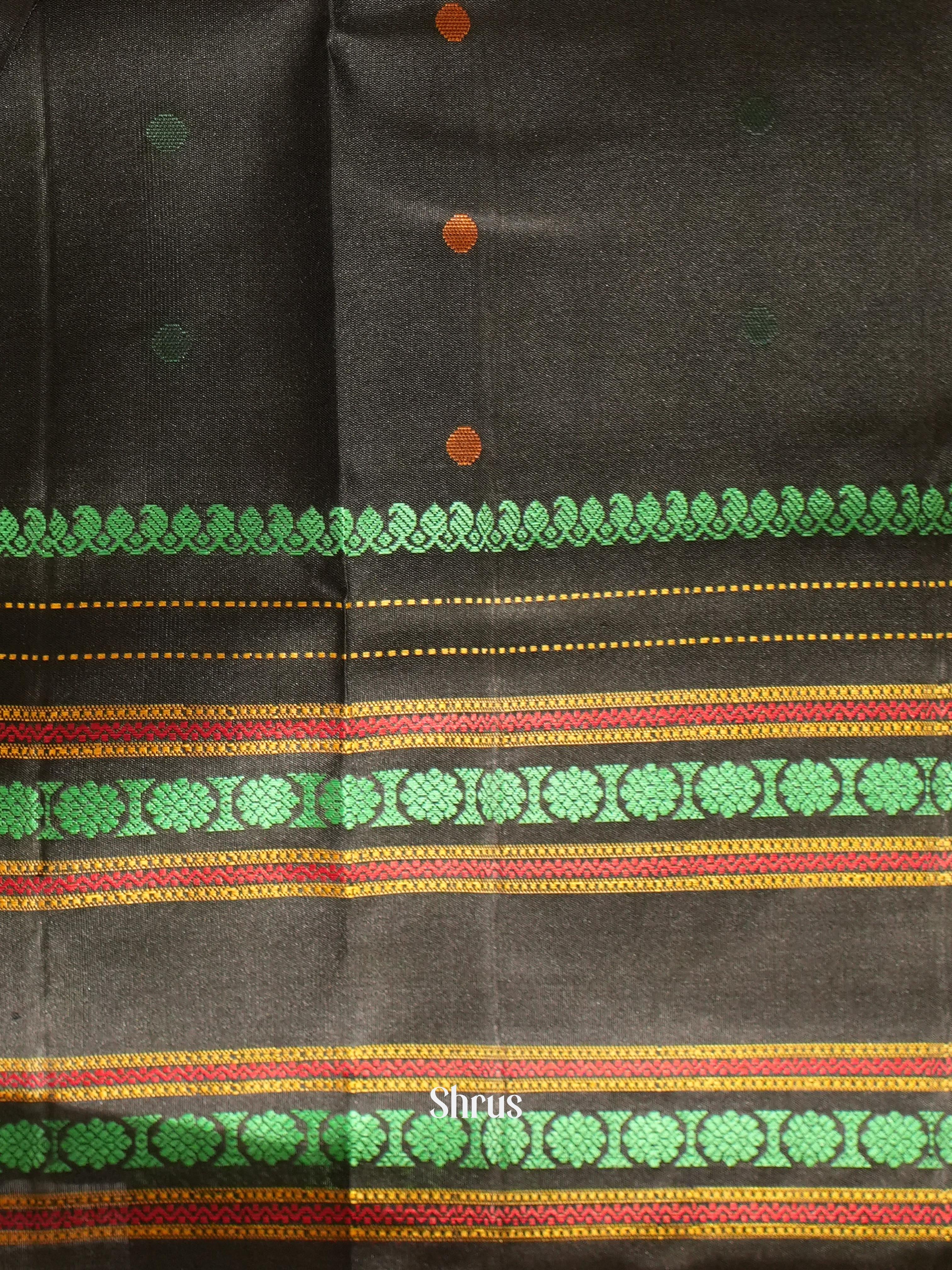 Black & Green - Soft Silk Saree - Shop on ShrusEternity.com