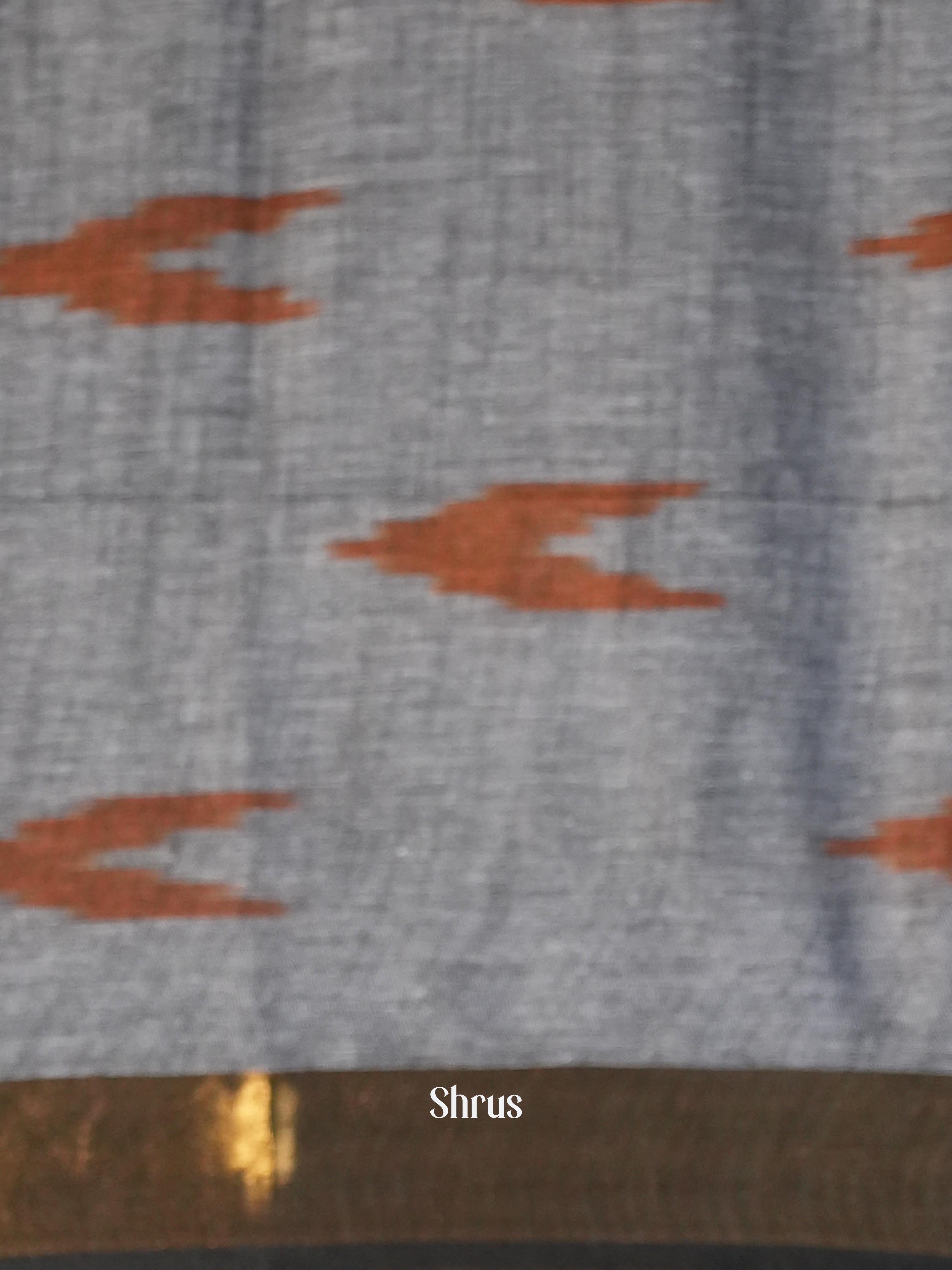 Pale Orange & Grey - Semi Ikkat Saree - Shop on ShrusEternity.com