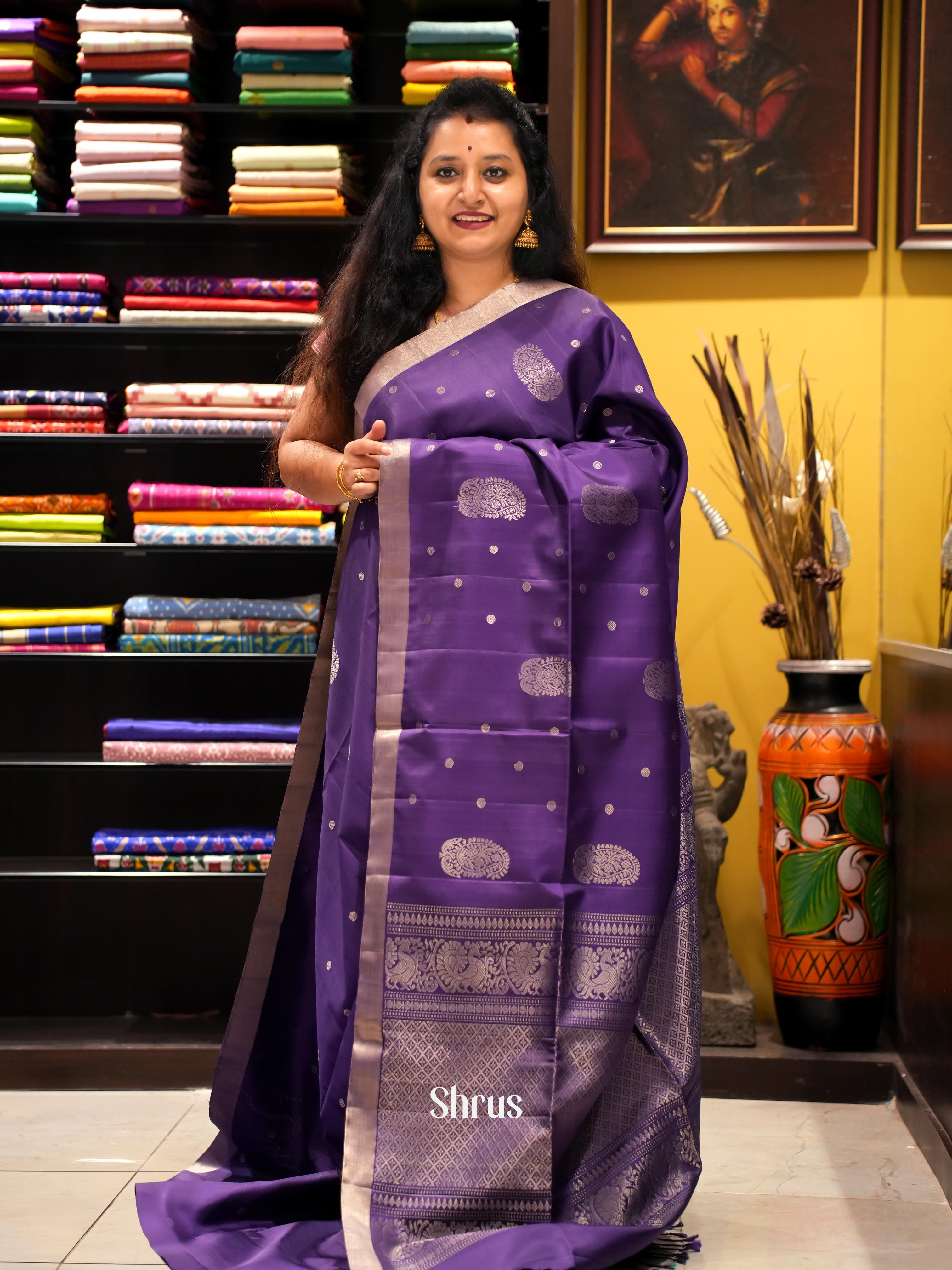 Violet(Single Tone) - Soft Silk Saree - Shop on ShrusEternity.com