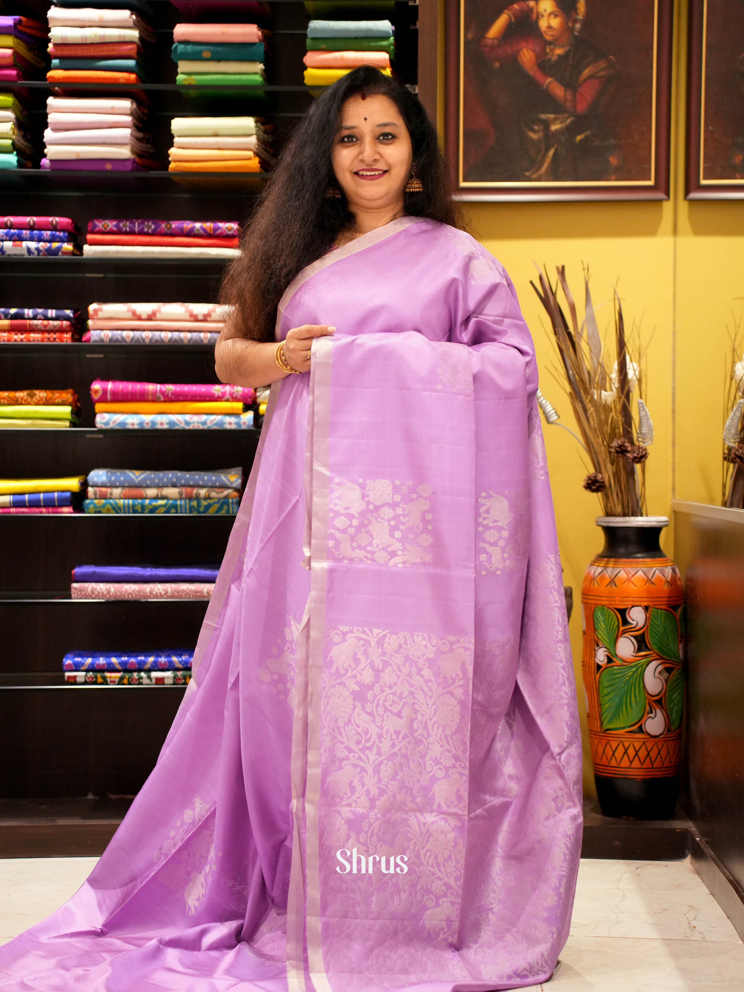 Purple (Single Tone) - Soft Silk Saree - Shop on ShrusEternity.com