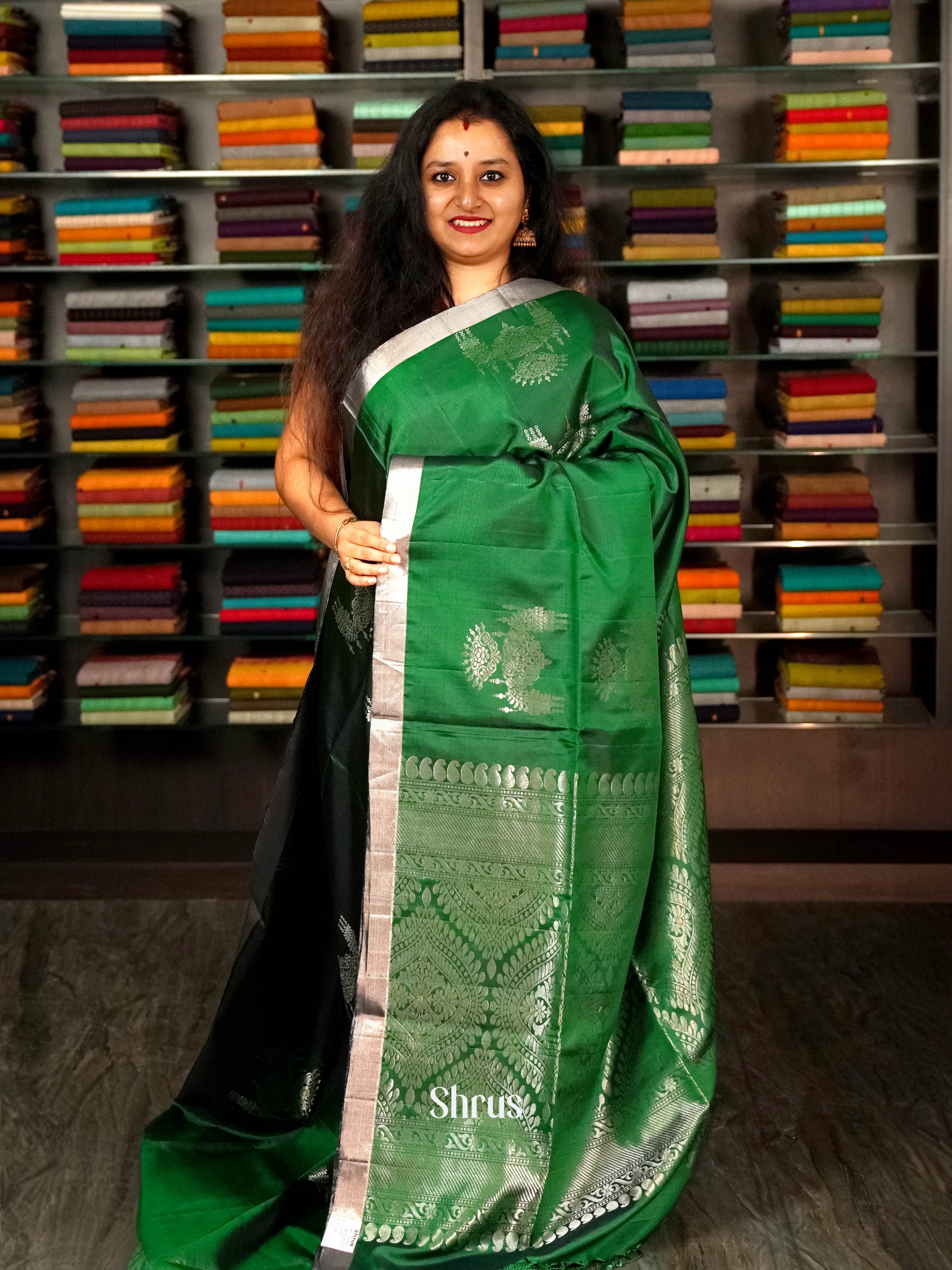 Green(Single Tone) - Soft Silk saree - Shop on ShrusEternity.com