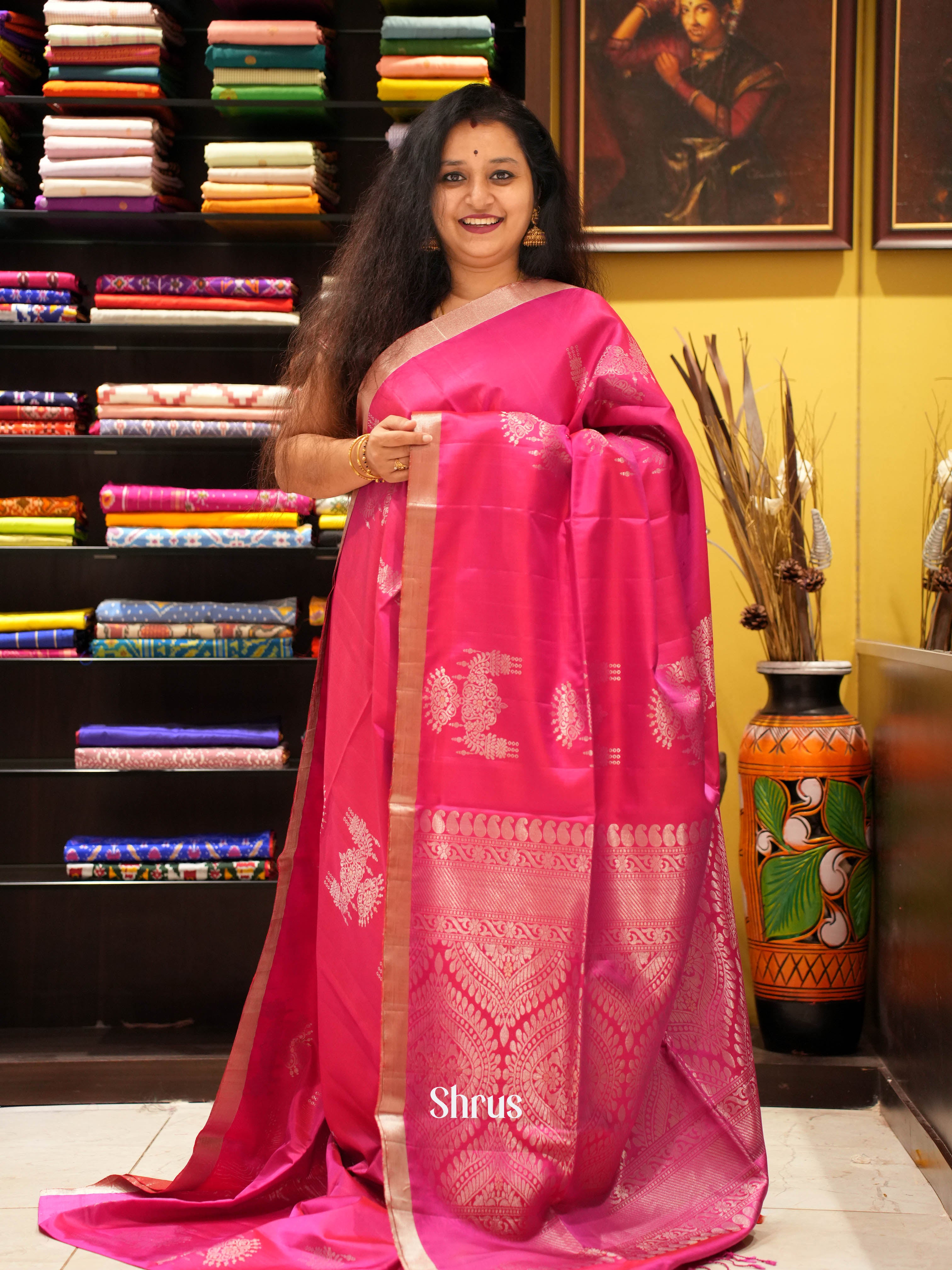 Pink(Single Tone) - Soft Silk Saree - Shop on ShrusEternity.com