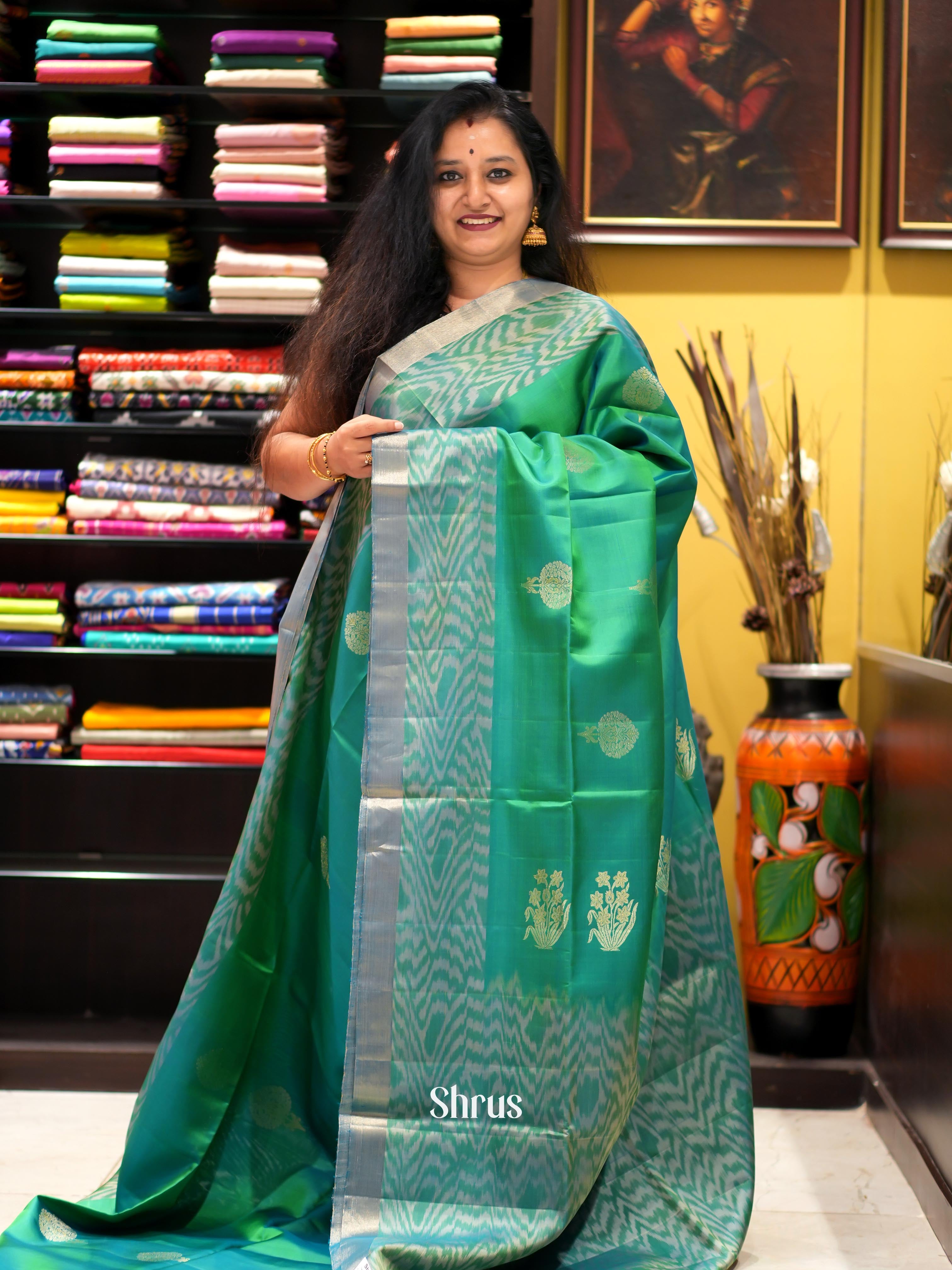 Green (Single Tone)- Soft Silk Saree - Shop on ShrusEternity.com