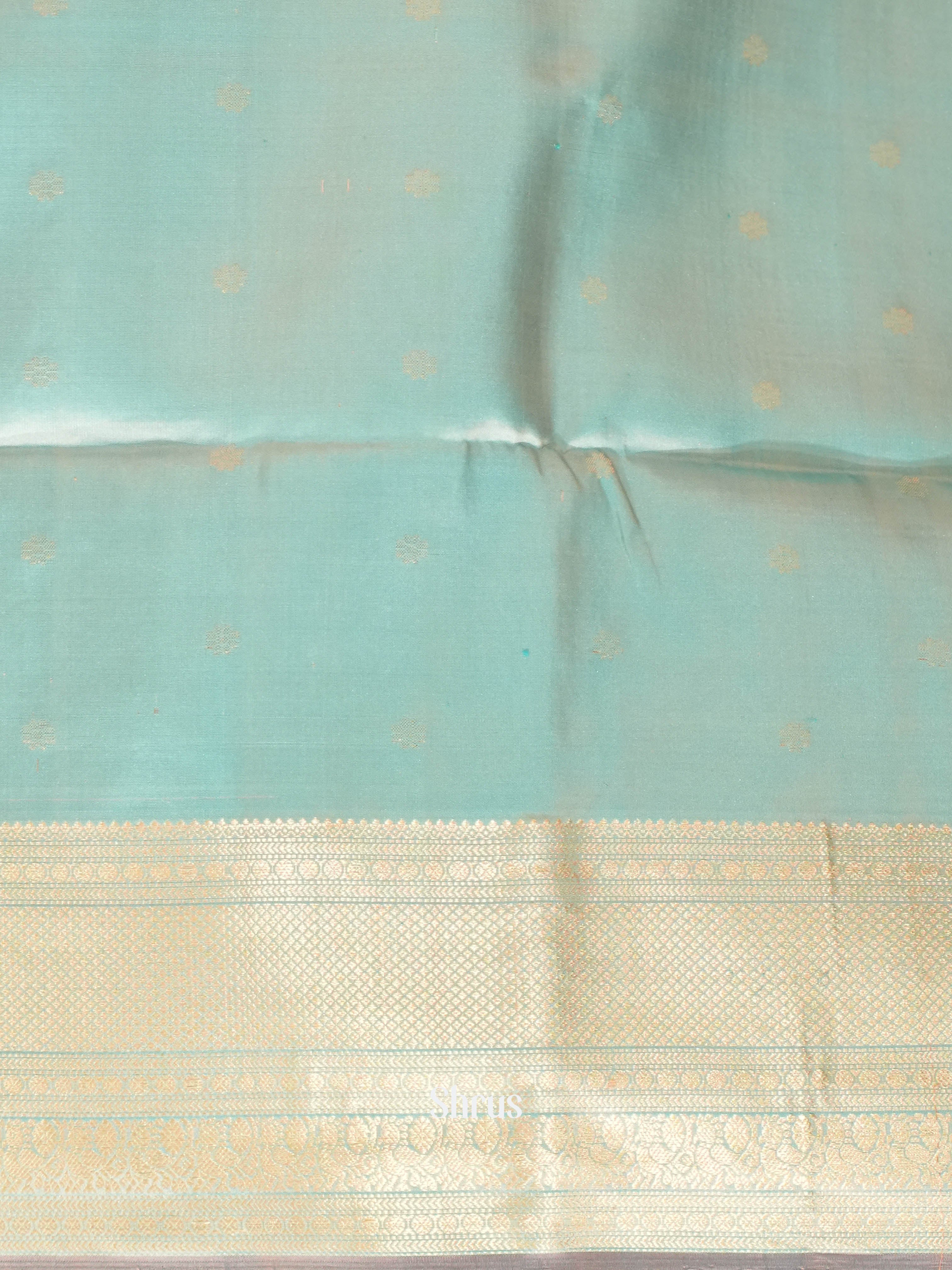 Peach & Pastel Blue - Soft Silk Saree - Shop on ShrusEternity.com