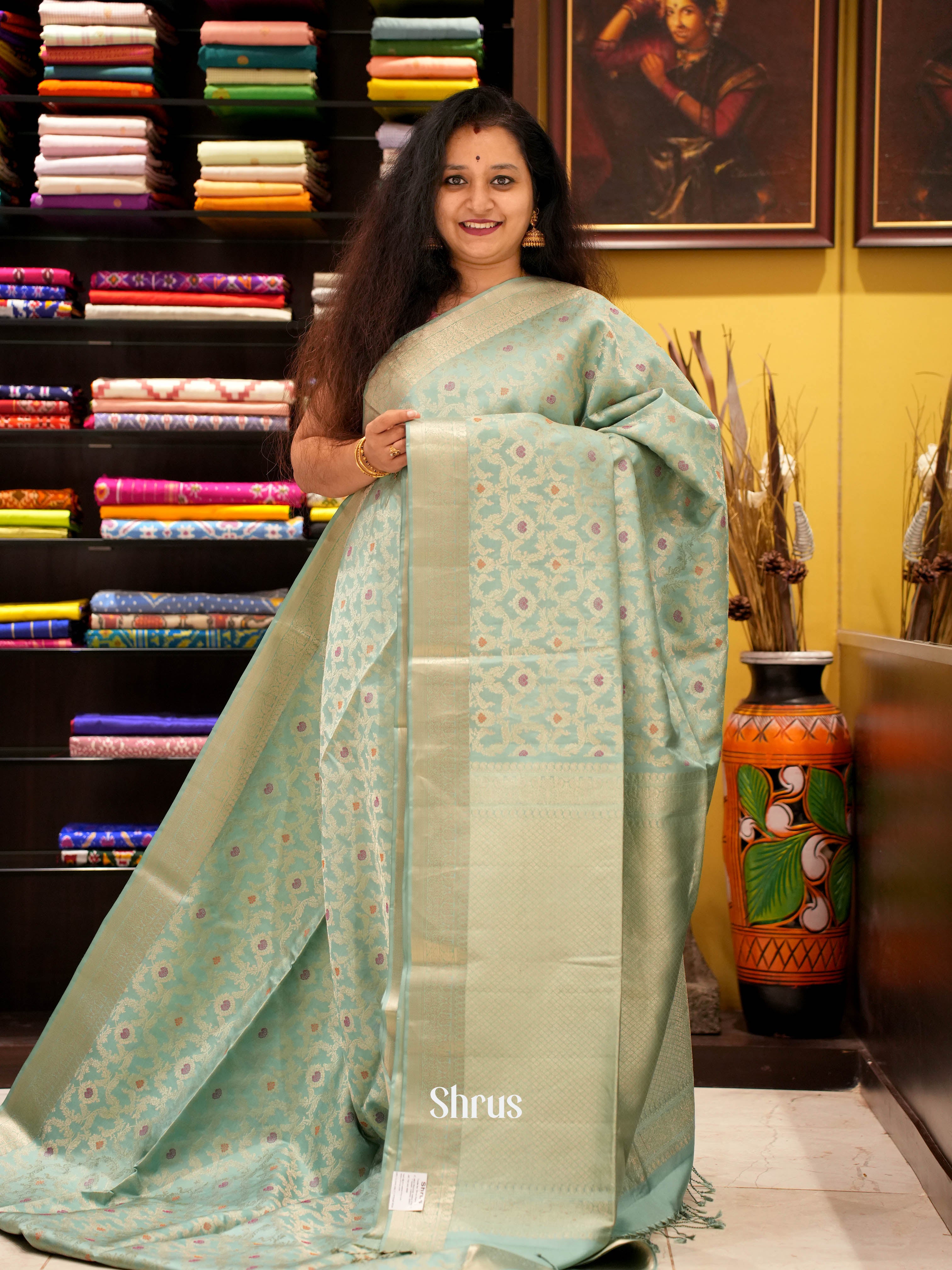 Pastel Green(Single Tone) - Soft Silk Saree - Shop on ShrusEternity.com