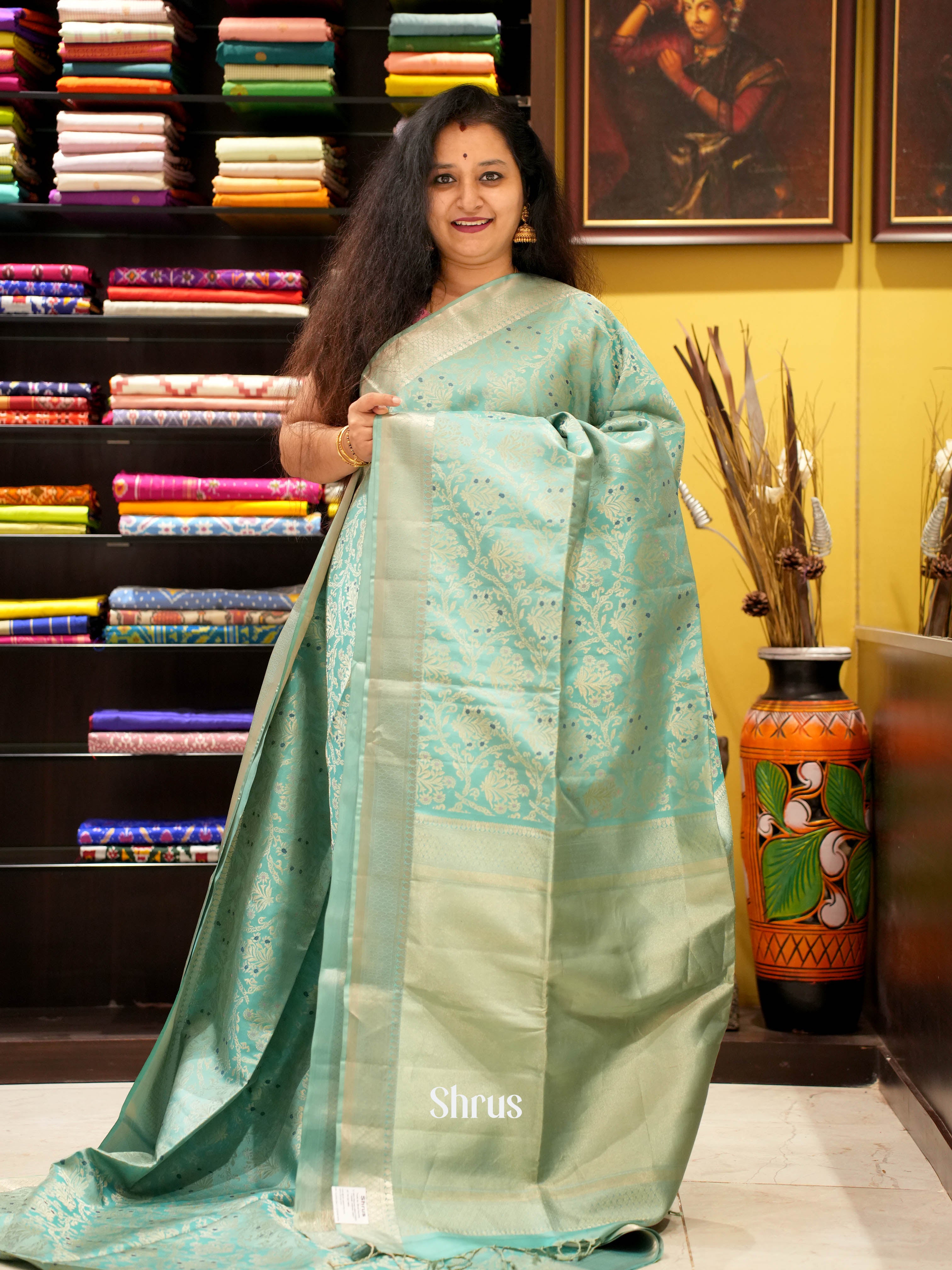 Pastel green(Single Tone) - Soft Silk Saree - Shop on ShrusEternity.com