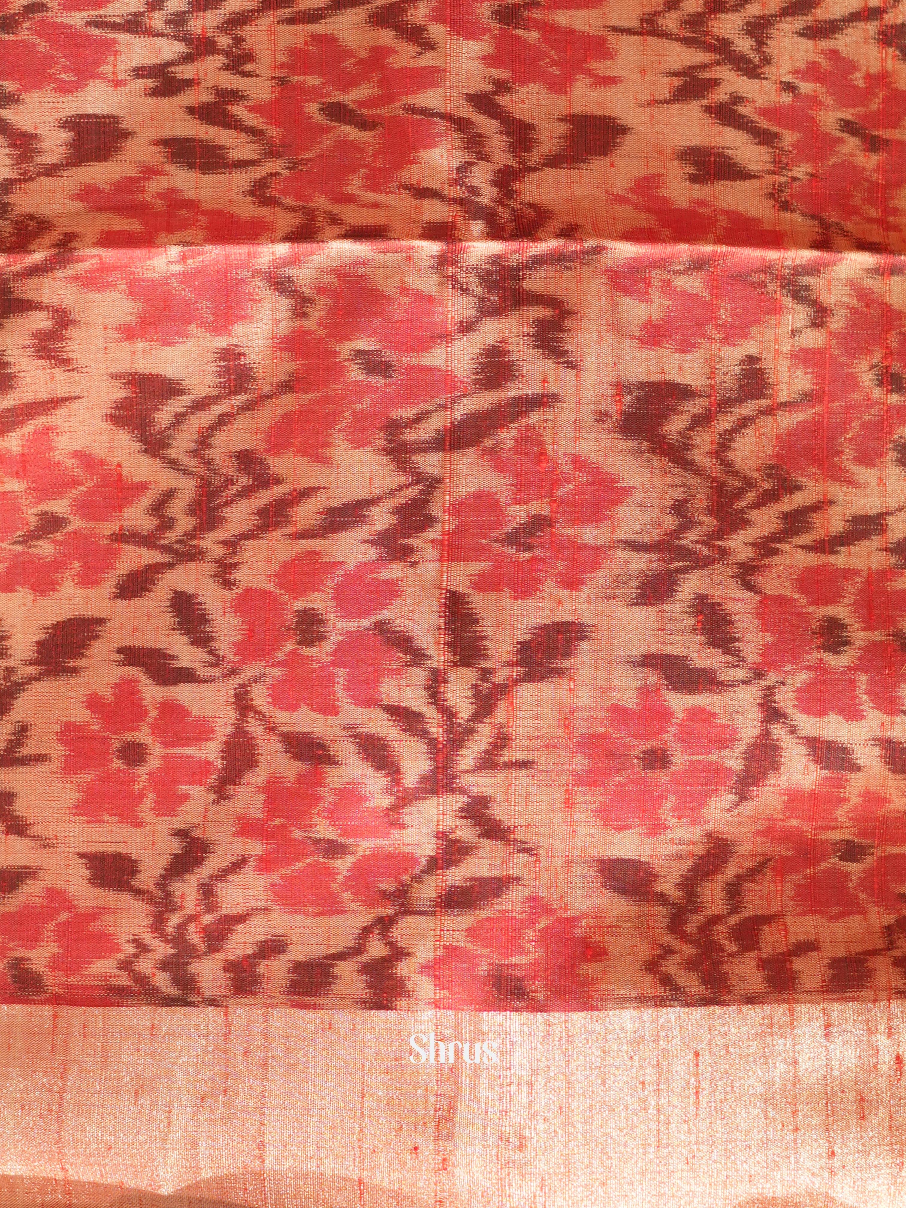 Red & Peach - Soft Silk Saree - Shop on ShrusEternity.com