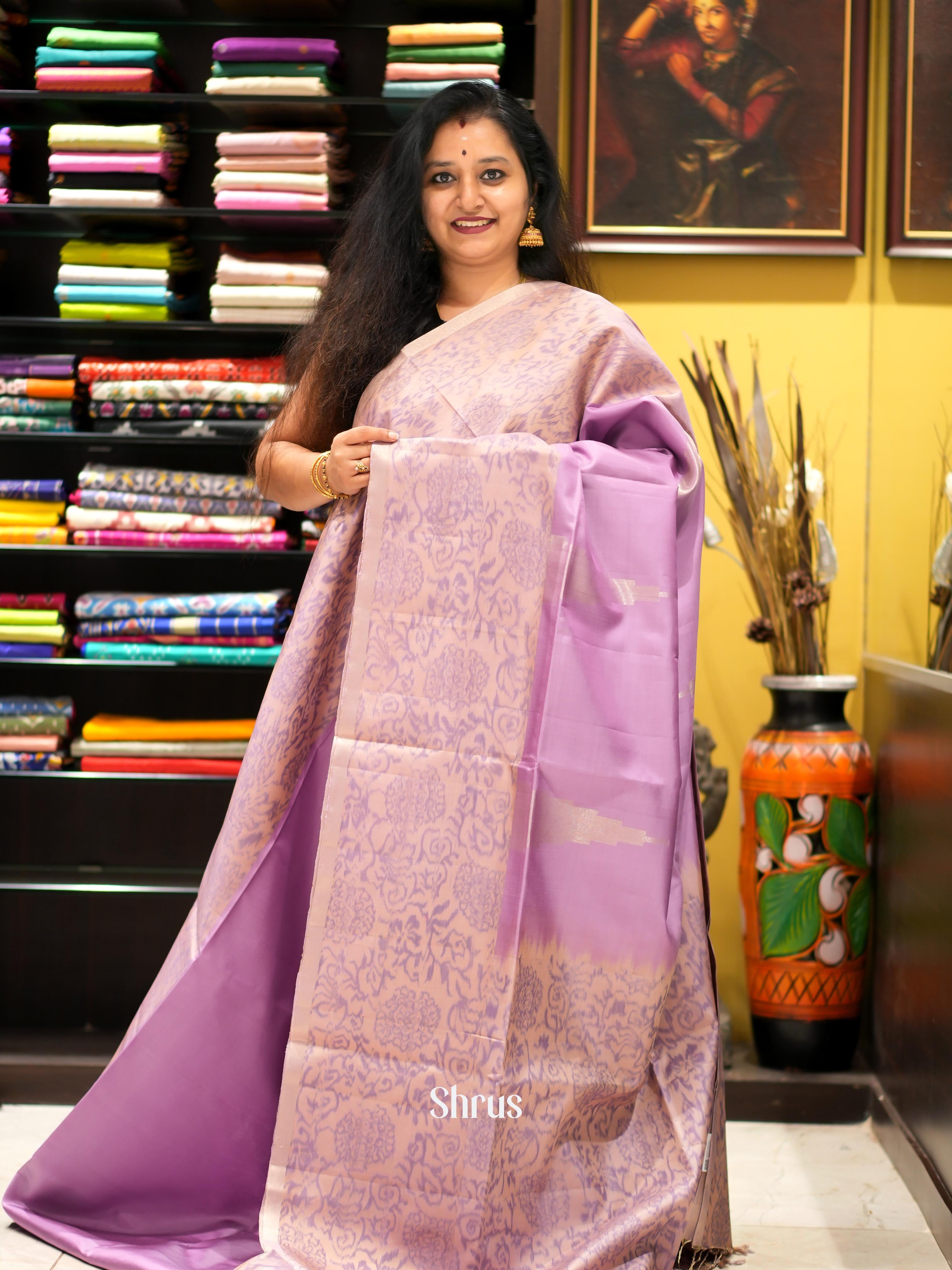 Lavender - Soft Silk Saree - Shop on ShrusEternity.com