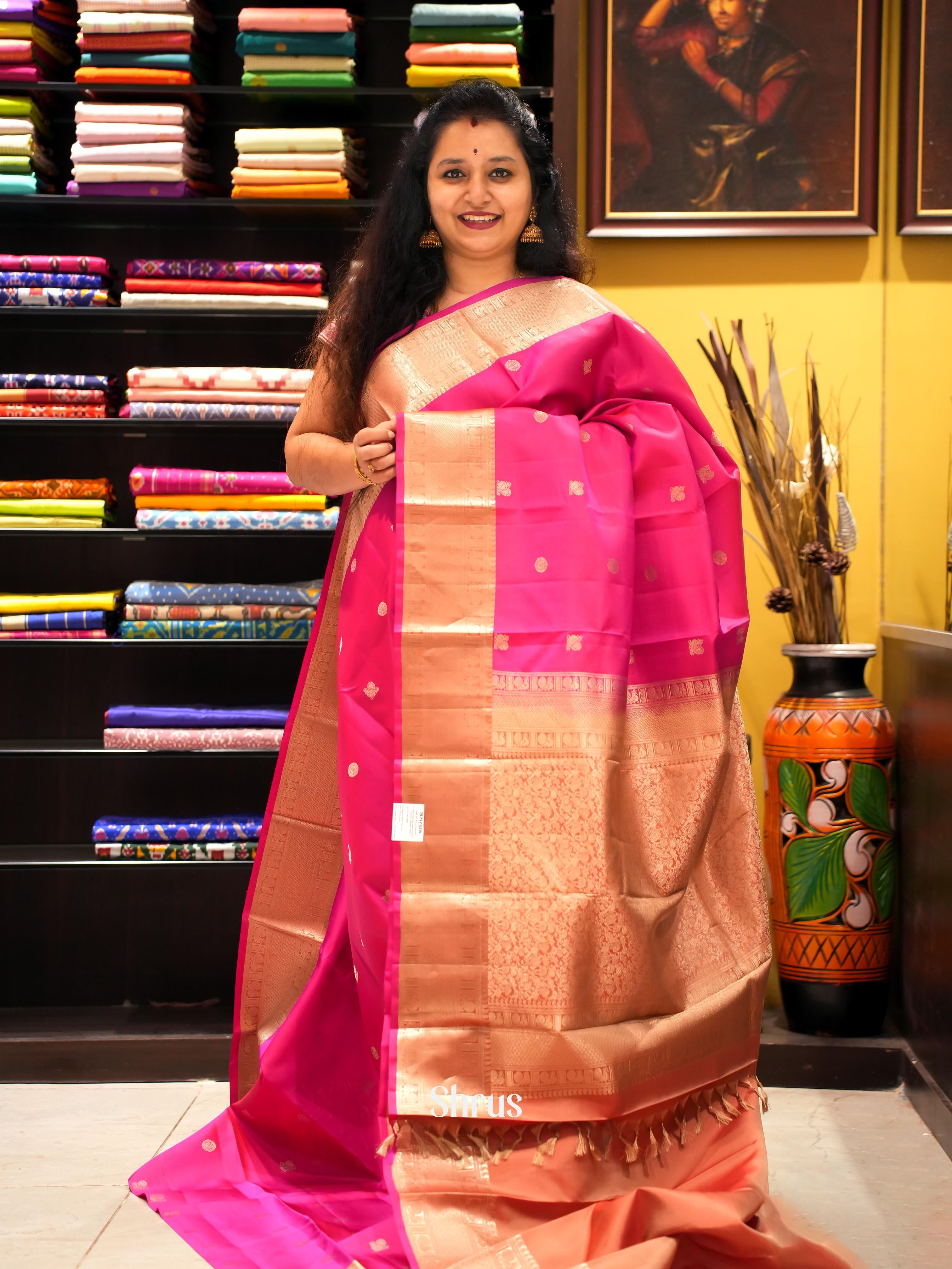 Pink & Peach - Soft Silk Saree - Shop on ShrusEternity.com
