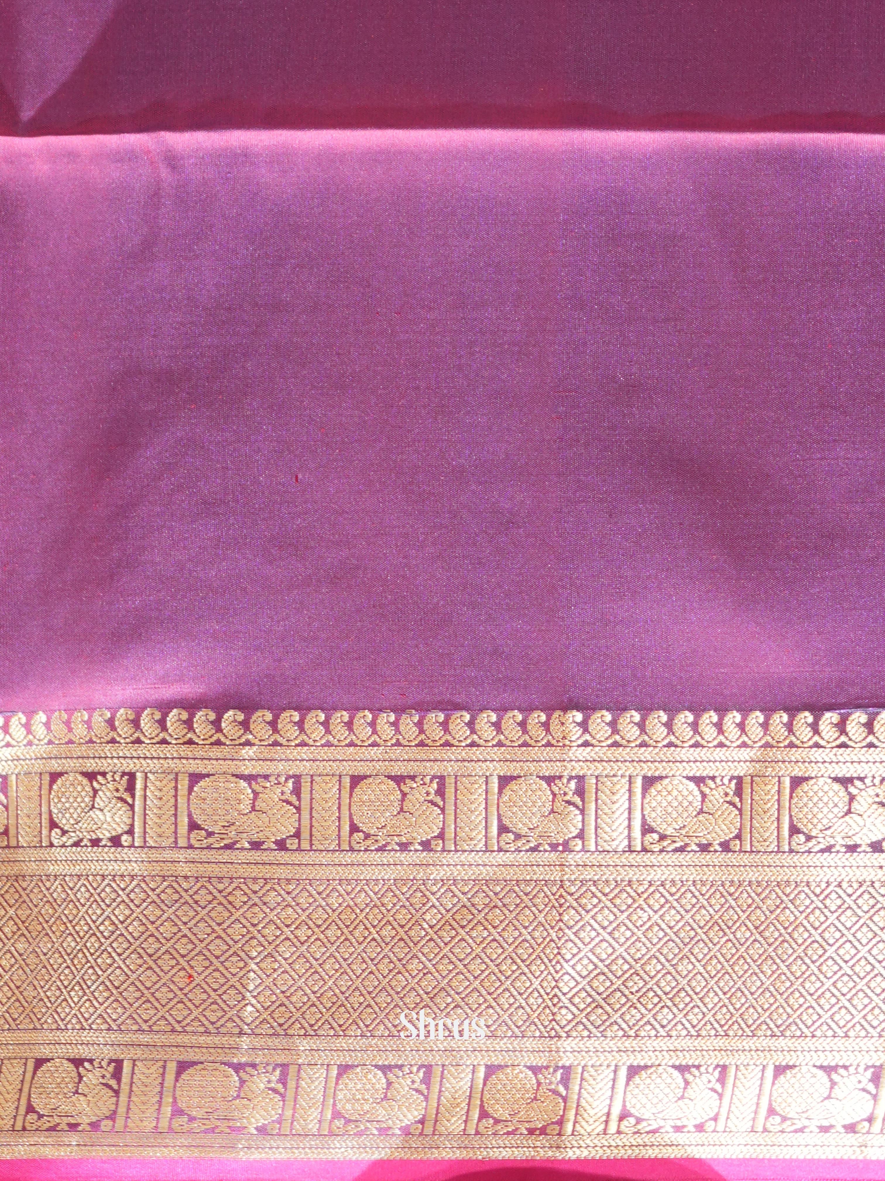Pink & Purple - Kanchi Border Soft Silk Saree - Shop on ShrusEternity.com