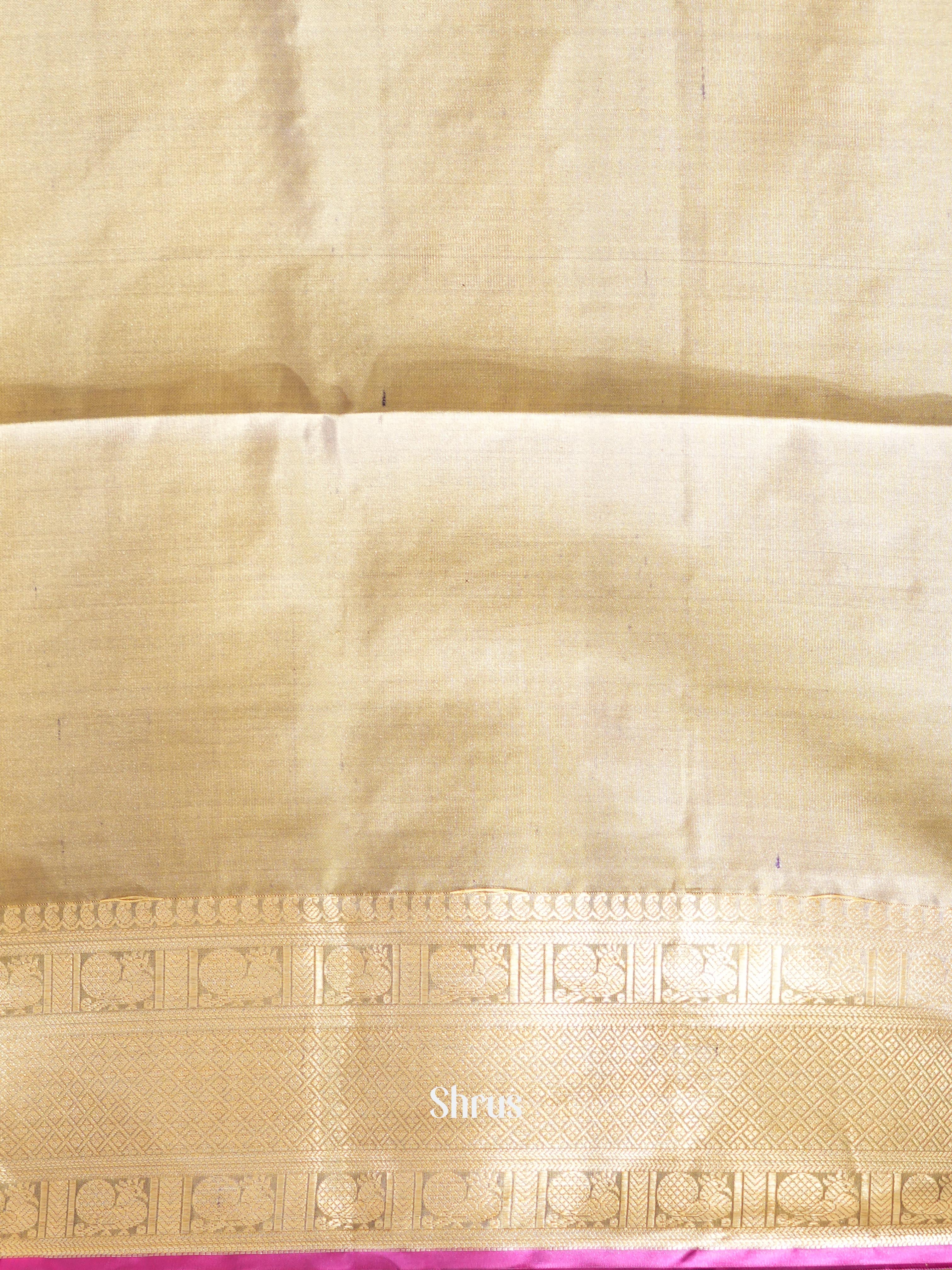 Blue & Cream - Kanchi Border Soft Silk Saree-2