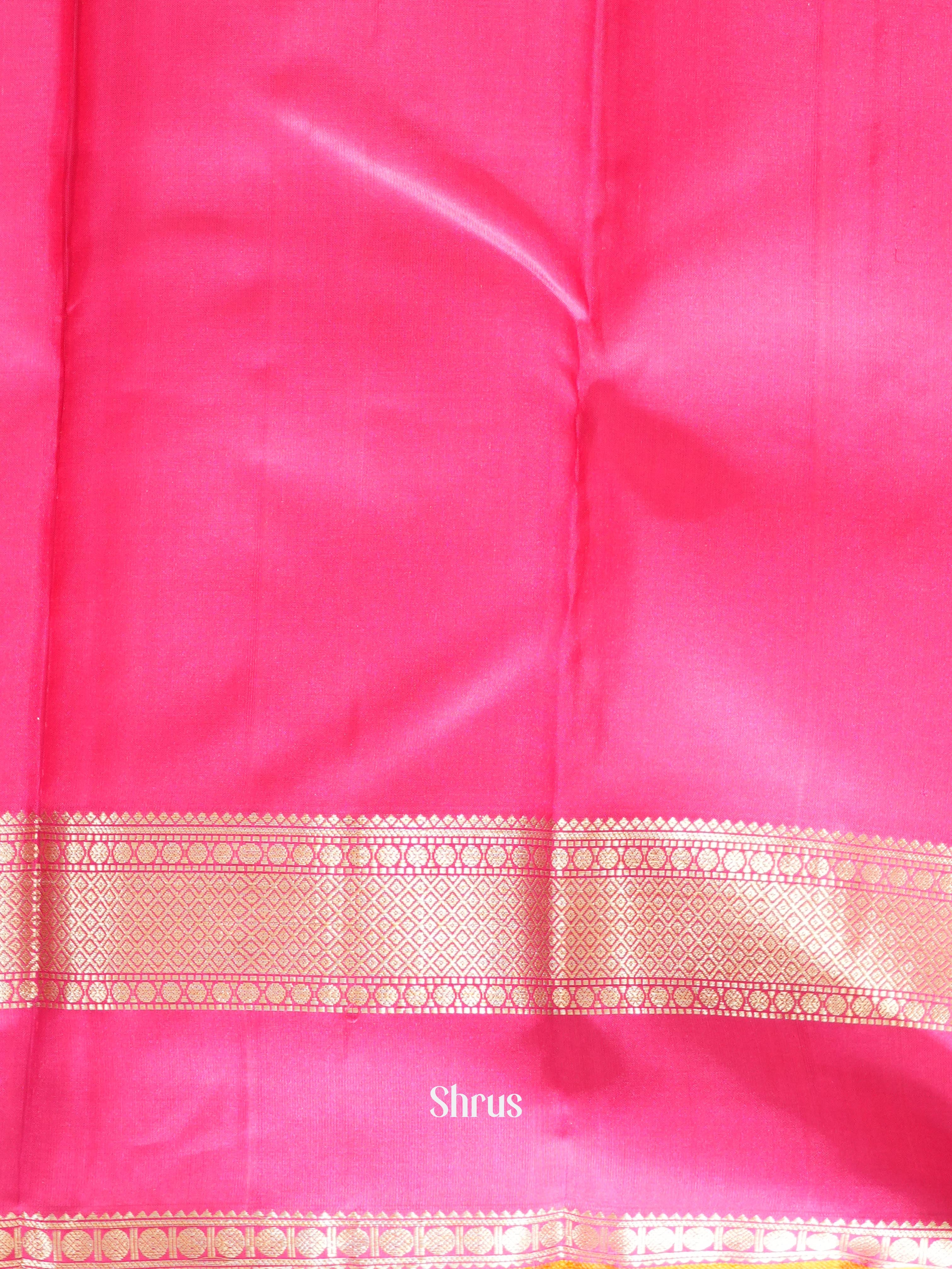 Peach & Pink - Kanchi Border Soft Silk Saree - Shop on ShrusEternity.com