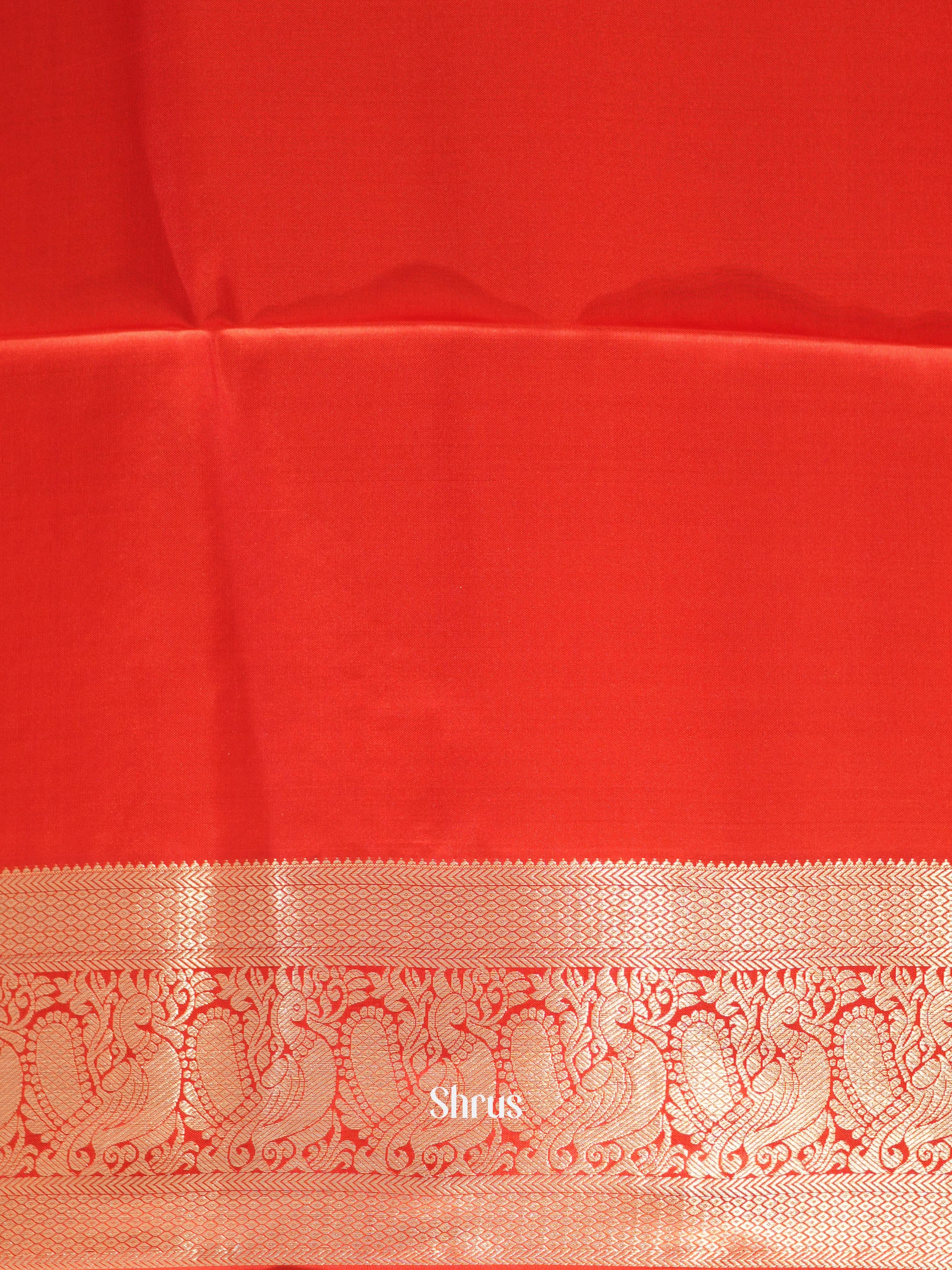 Orange & Red - Kanchi Border Soft Silk Saree - Shop on ShrusEternity.com