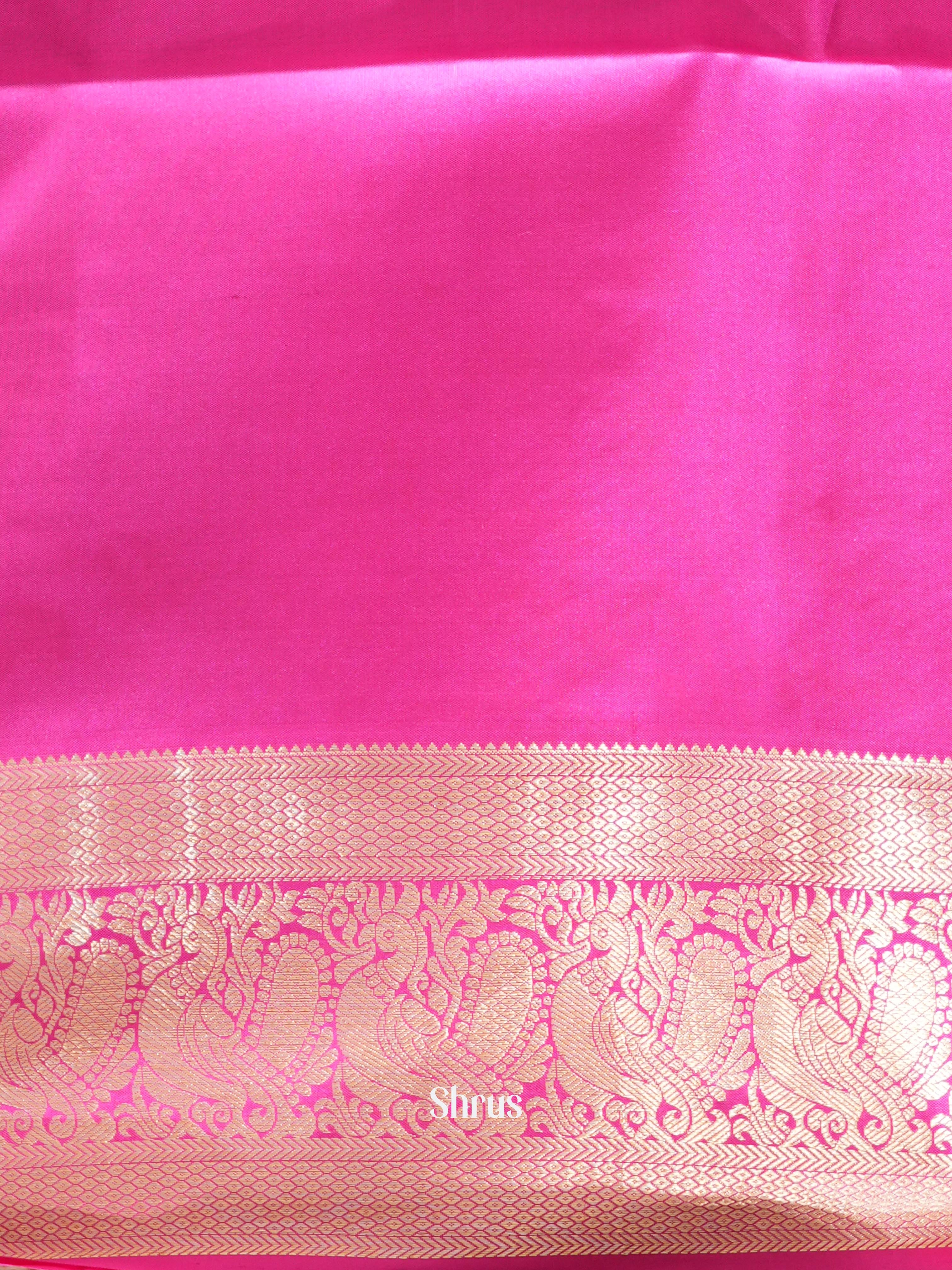 Purple & Pink - Kanchi Border Soft Silk Saree - Shop on ShrusEternity.com