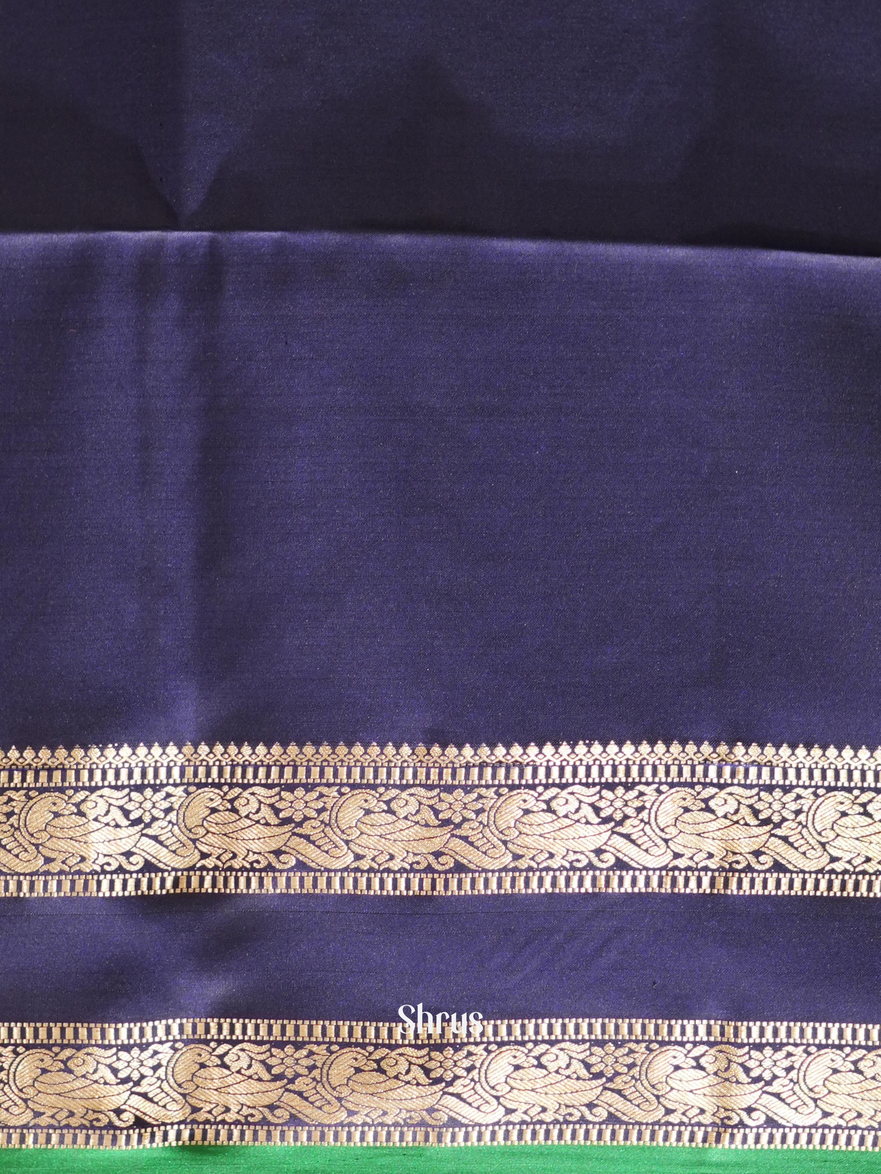 Green & Blue - Kanchi Border Soft Silk Saree - Shop on ShrusEternity.com