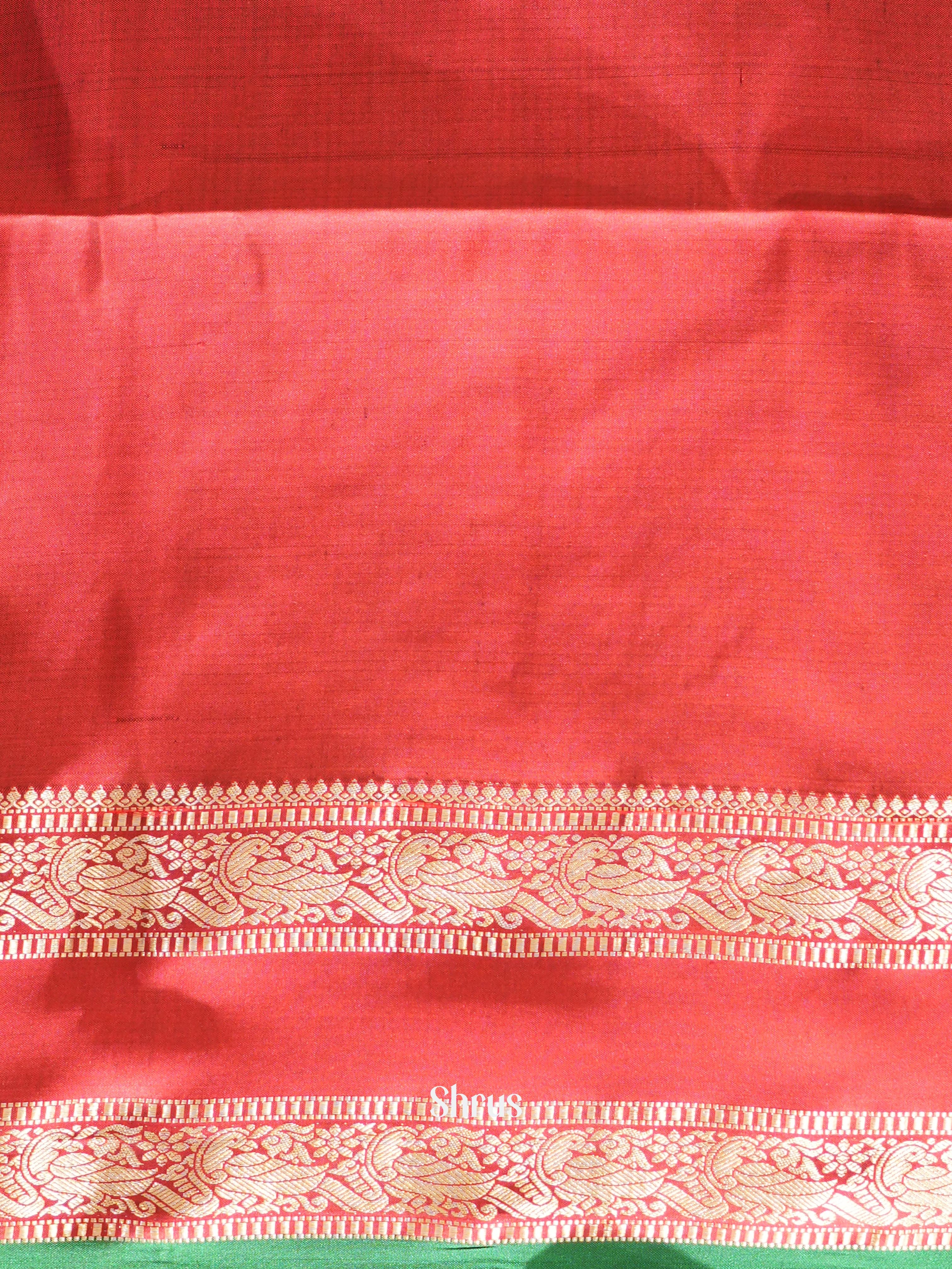 Black & Red - Kanchi Border Soft Silk Saree - Shop on ShrusEternity.com