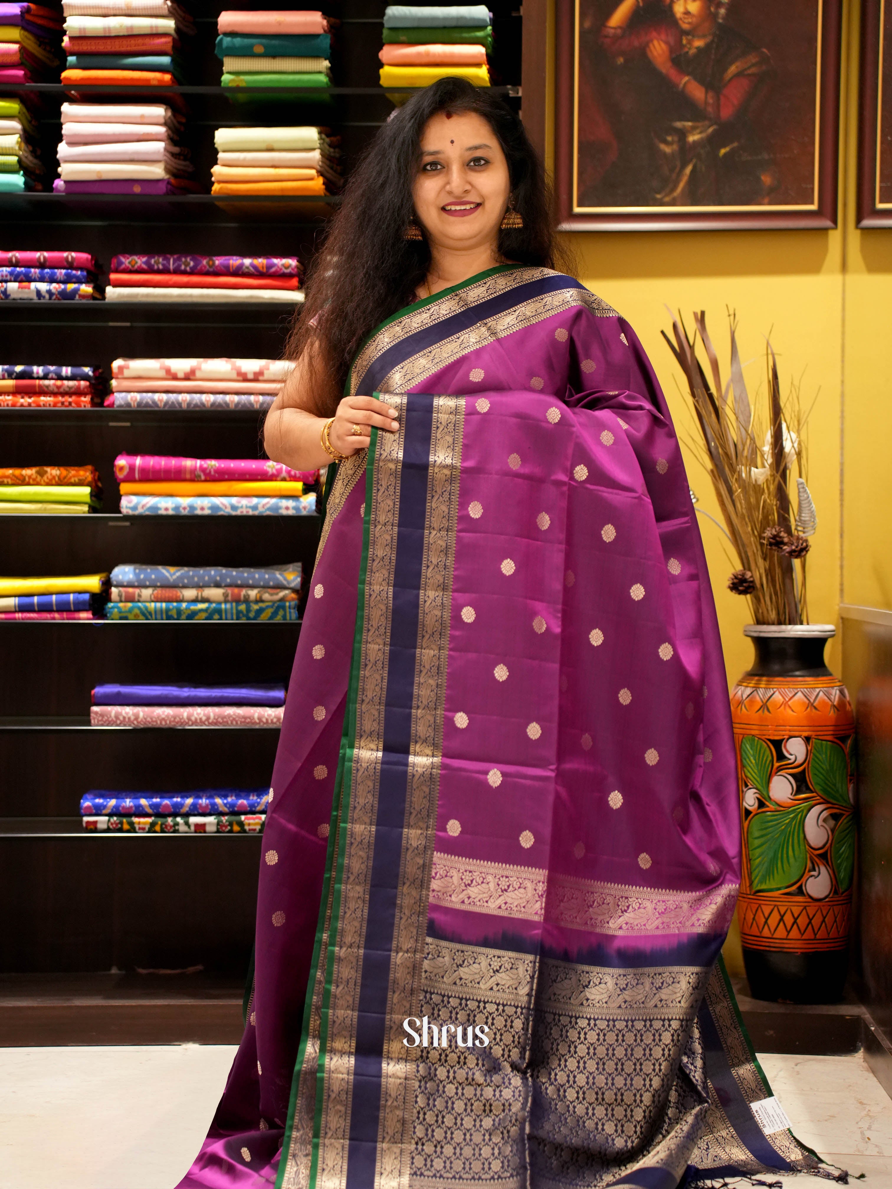 Purple & Violet - Soft Silk Saree - Shop on ShrusEternity.com