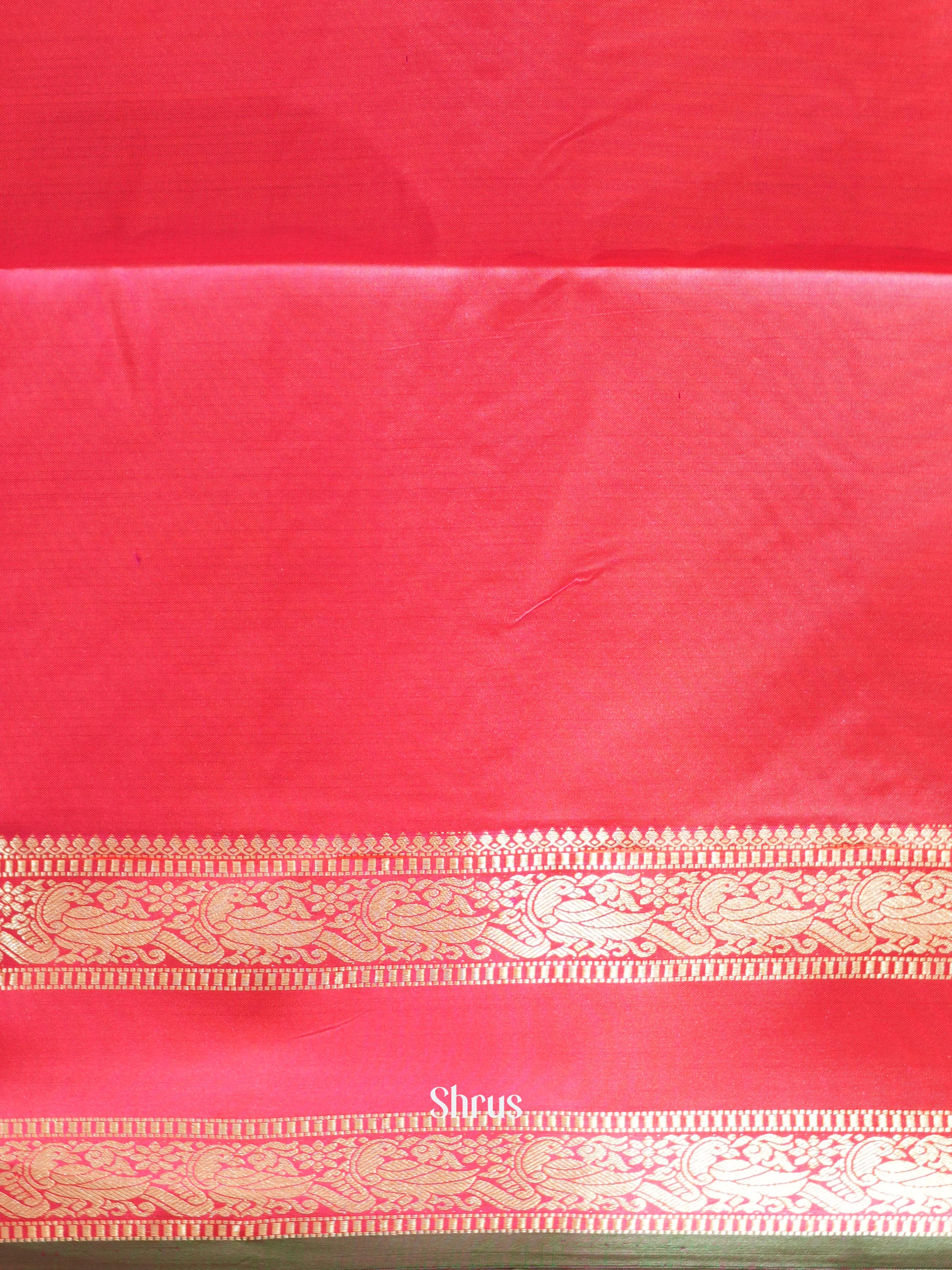Orangish Pink & Pink - Kanchi Border Soft Silk Saree - Shop on ShrusEternity.com