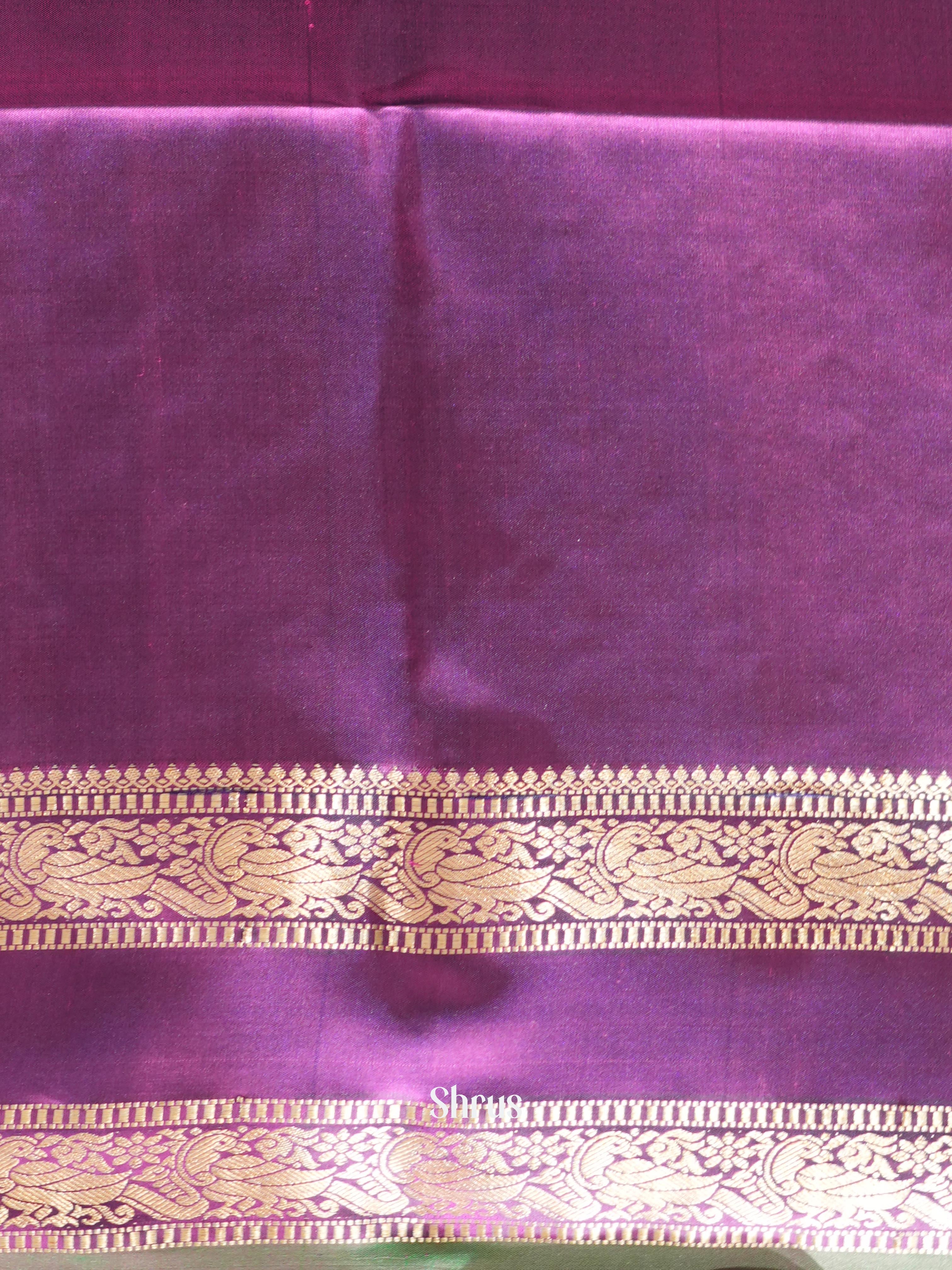 Orangish Pink & Purple - Kanchi Border Soft Silk Saree - Shop on ShrusEternity.com