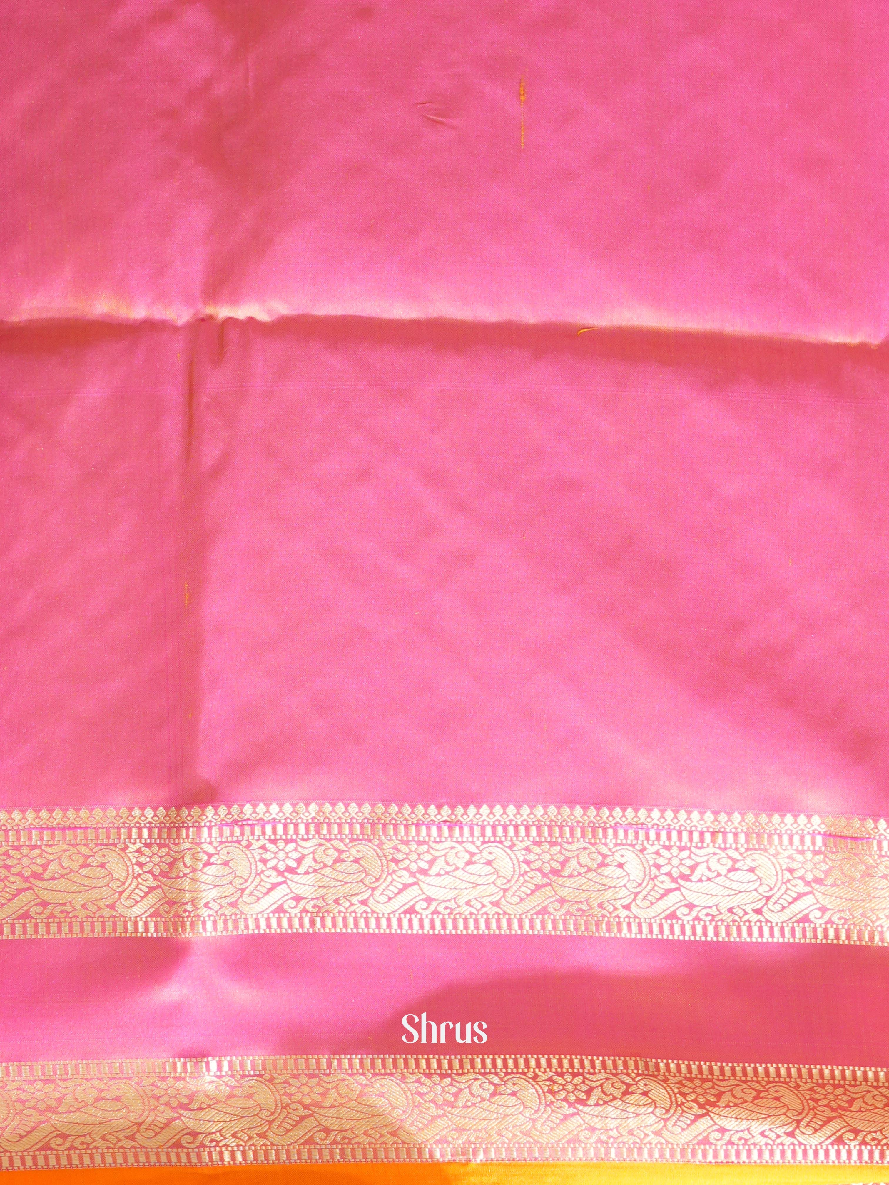 Green & Pink - Kanchi Border Soft Silk Saree - Shop on ShrusEternity.com
